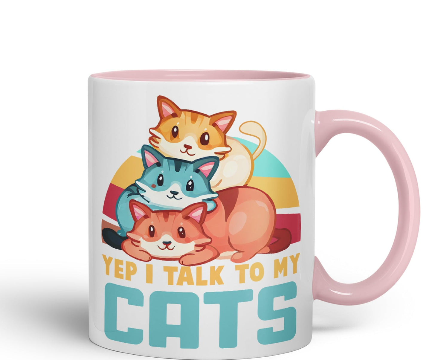Yep I Talk to My Cats cat Sarcastic Joke Ceramic Coloured Mug Cup for Tea Coffee Hot Brew 330ml 11Oz