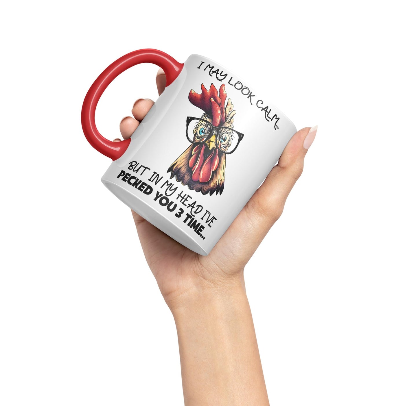 Vixar I May Look Calm.. Chickens Sarcastic Joke Ceramic Coloured Mug Cup for Tea Coffee Hot Brew 330ml 11oz