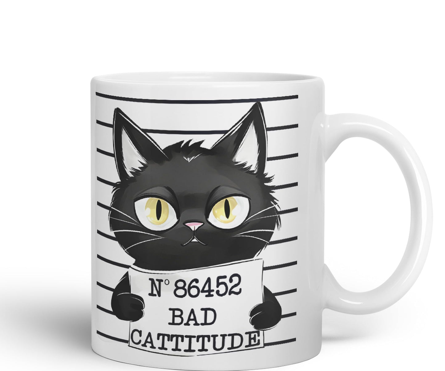 Vixar Bad Cattitude Prison Cats Sarcastic Joke Ceramic Coloured Mug Cup for Tea Coffee Hot Brew 330ml 11Oz