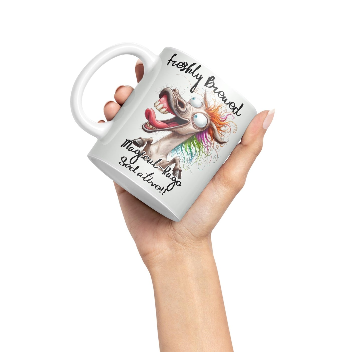 Fresh Brewed, Magical-Rage Sedalive!! Horse Joke sarkasm Sarcastic Ceramic Coloured Mug Cup for Tea Coffee Hot Brew 330ml 11Oz Gift