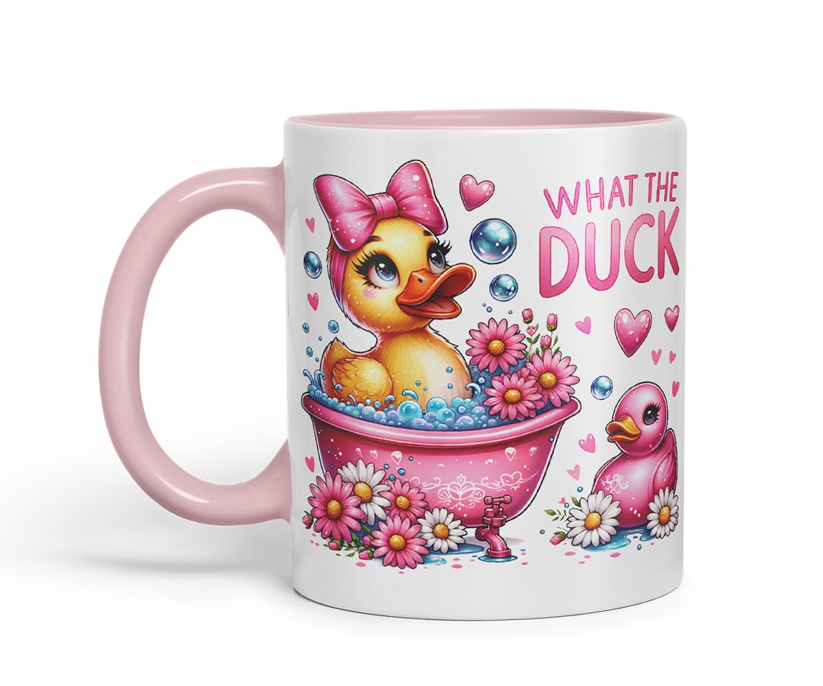 What The Duck Funny Mug – Coloured Ceramic Mug Cup Gift, 11oz (Black)
