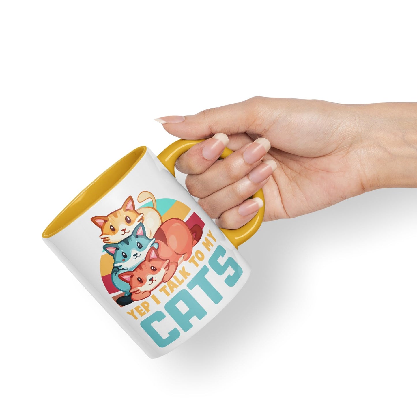 Yep I Talk to My Cats cat Sarcastic Joke Ceramic Coloured Mug Cup for Tea Coffee Hot Brew 330ml 11Oz