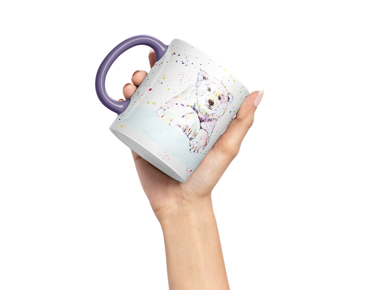 Vixar Polar Bear Animals Watercolour Art Coloured Mug Cup Gift Birthday Work Office Tea Coffee