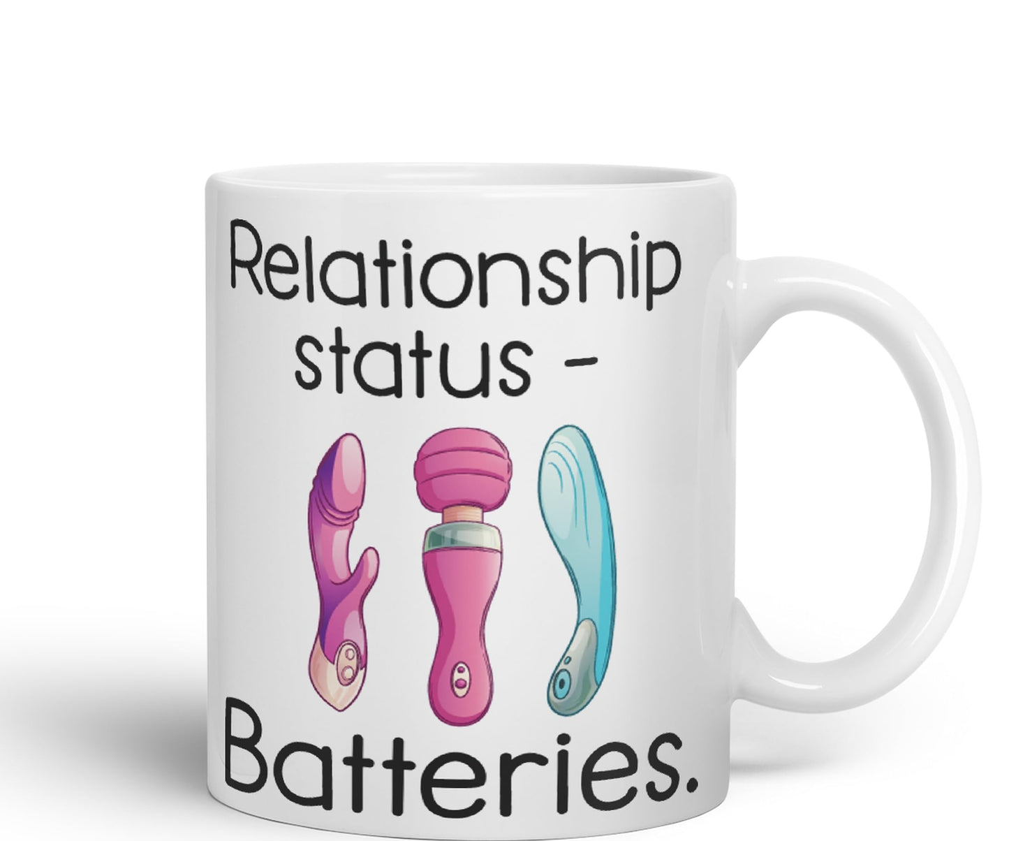 Vixar Relationship Status Batteries Adult Joke Sarcastic Tree Presents Coloured Ceramic Mug Cup Gift 330ml 11oz Work Office Tea Coffee Gift