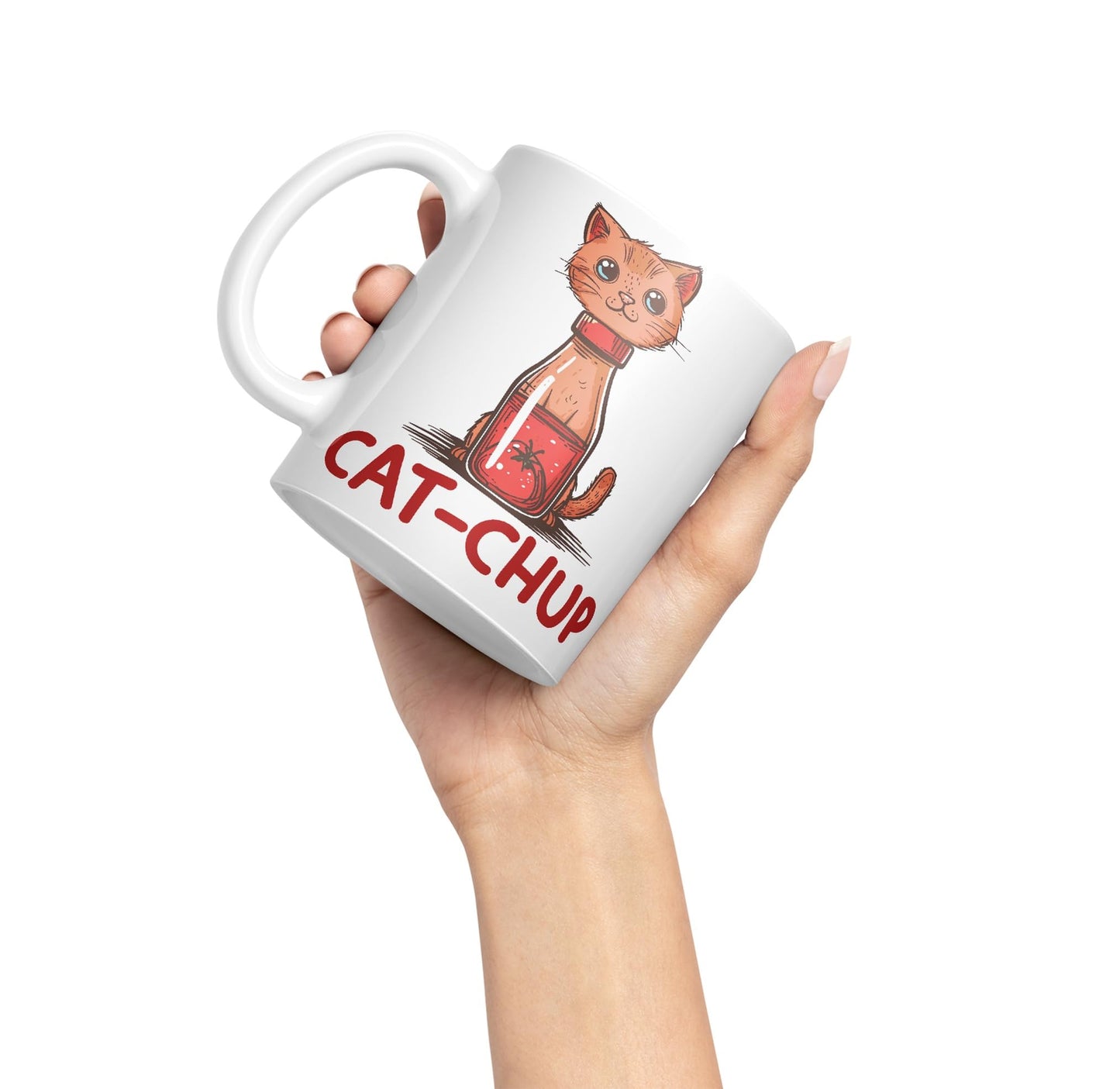 Cat-Chup, Cat Kitten Joke sarkasm Sarcastic Ceramic Coloured Mug Cup for Tea Coffee Hot Brew 330ml 11Oz Gift