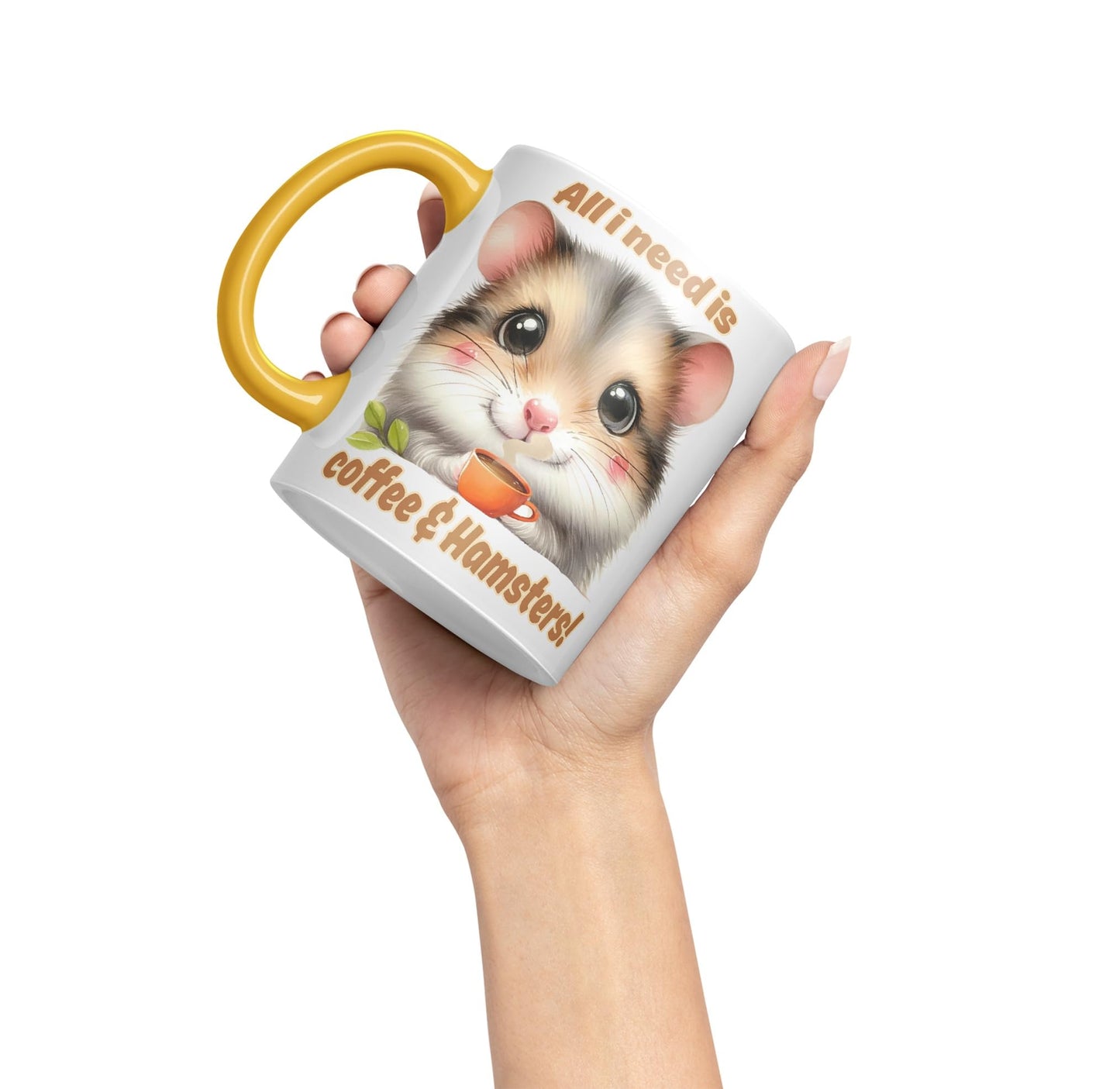 All I Needs is Coffee & Hamster Joke sarkasm Sarcastic Ceramic Coloured Mug Cup for Tea Coffee Hot Brew 330ml 11Oz Gift