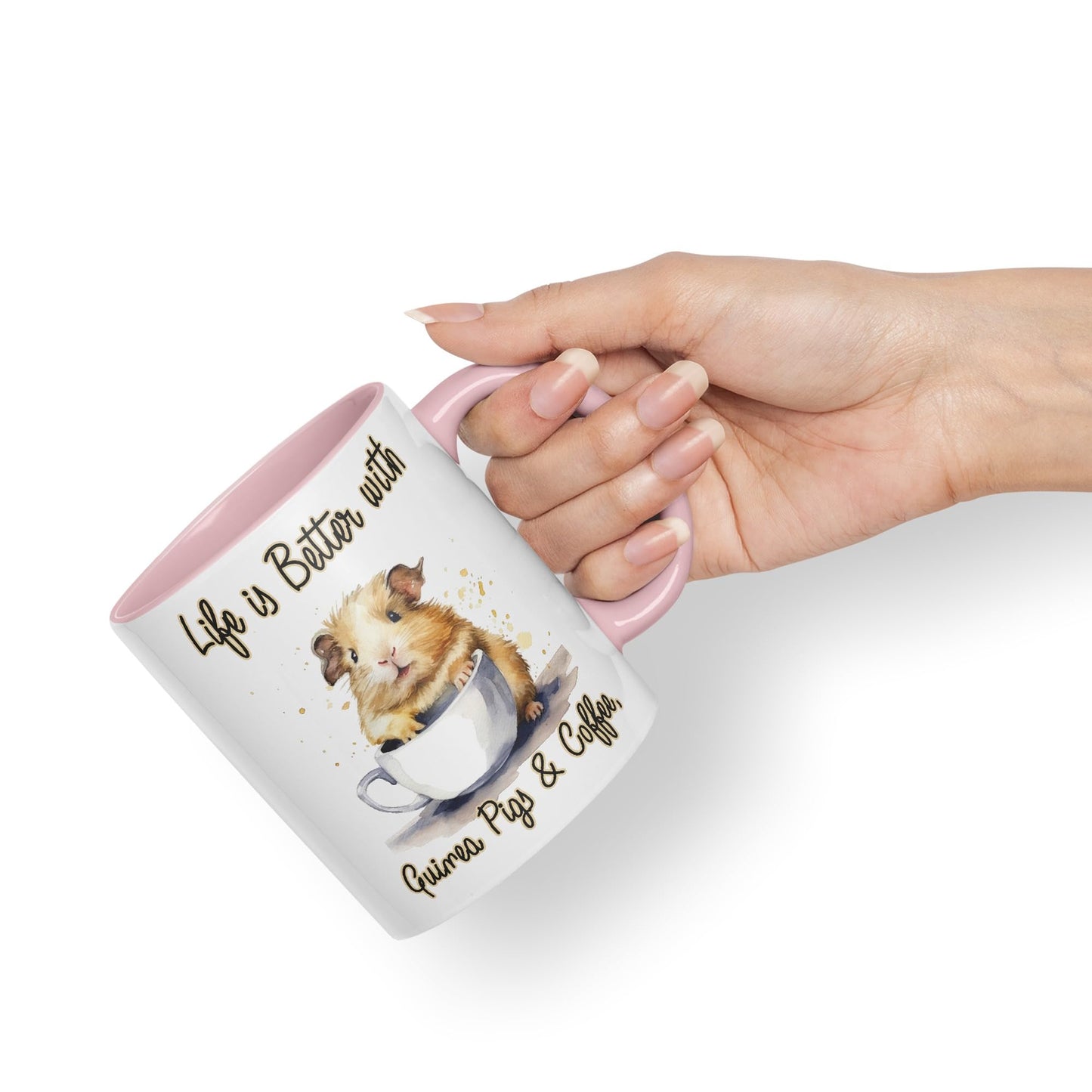 Life is Better with Guinea Pigs & Coffee Joke sarkasm Sarcastic Ceramic Coloured Mug Cup for Tea Coffee Hot Brew 330ml 11Oz Gift
