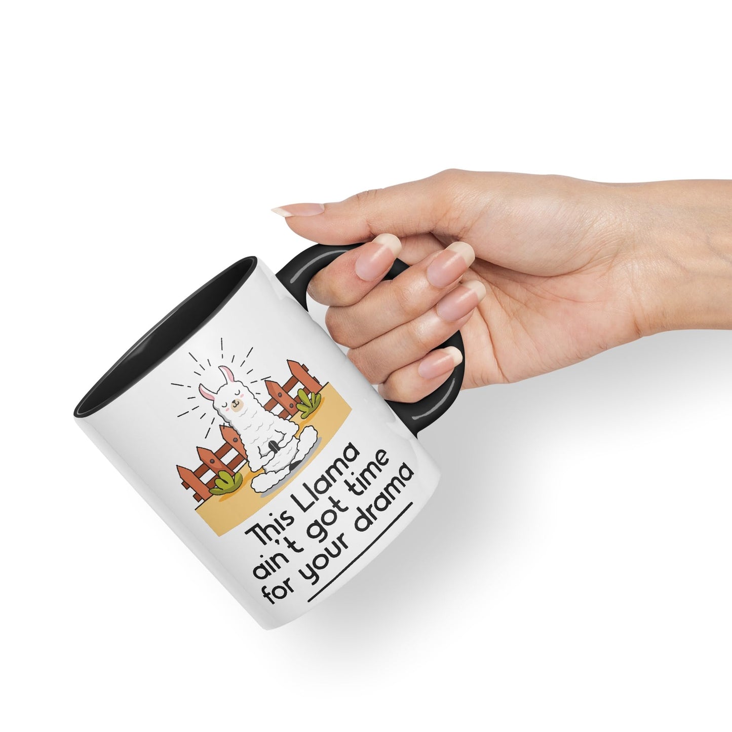 This Llama Ain't got time for Your Drama Sarcastic Joke Ceramic Coloured Mug Cup for Tea Coffee Hot Brew 330ml 11 Oz Gift
