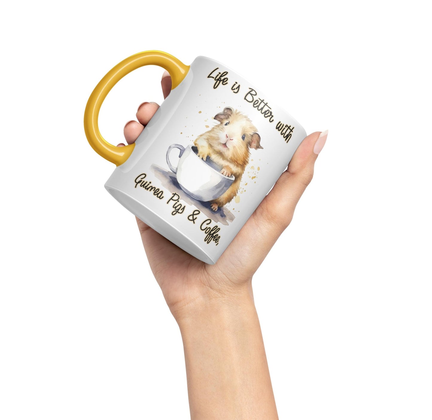 Life is Better with Guinea Pigs & Coffee Joke sarkasm Sarcastic Ceramic Coloured Mug Cup for Tea Coffee Hot Brew 330ml 11Oz Gift