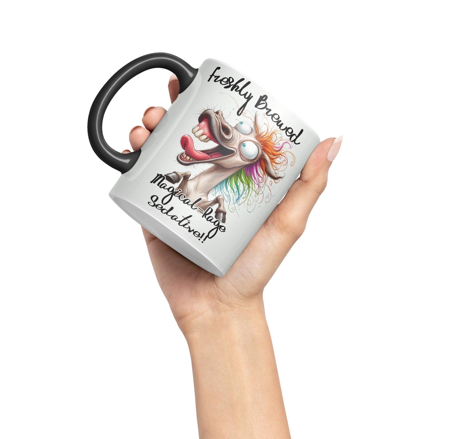 Fresh Brewed, Magical-Rage Sedalive!! Horse Joke sarkasm Sarcastic Ceramic Coloured Mug Cup for Tea Coffee Hot Brew 330ml 11Oz Gift