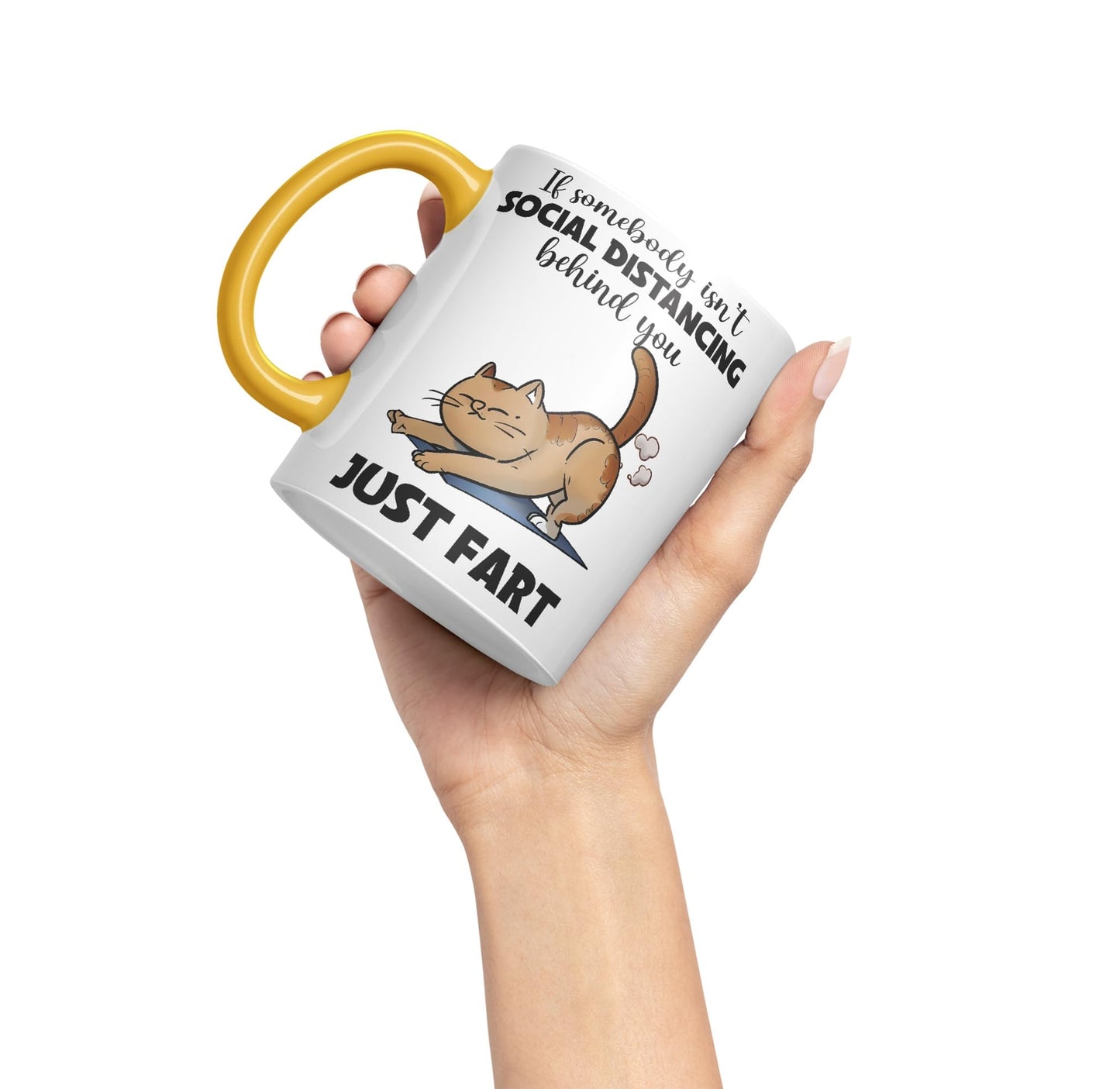 Vixar If Somebody Isn't Social Distancing Behind You Just Fart Cats Sarcastic Joke Ceramic Coloured Mug Cup for Tea Coffee Hot Brew 330ml 11oz