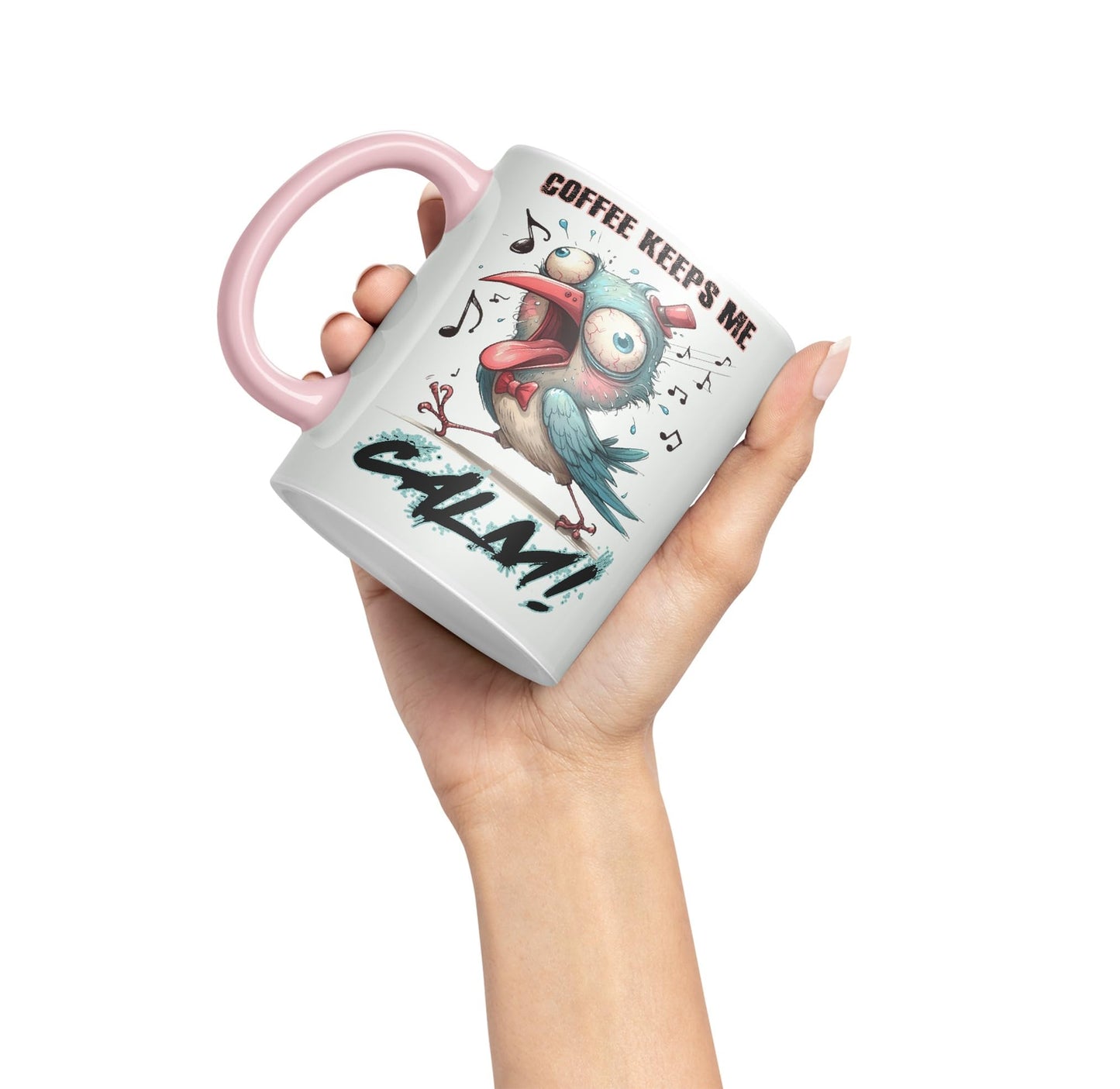 Coffe Keeps me Calm Bird Joke sarkasm Sarcastic Ceramic Coloured Mug Cup for Tea Coffee Hot Brew 330ml 11Oz Gift