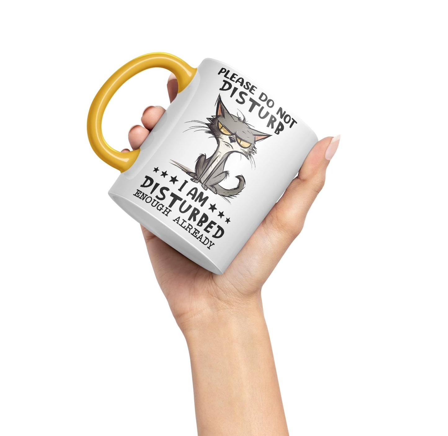 Please Do Not Disturb, I am Disturbed Enough Already Cat Joke Ceramic Coloured Mug Cup for Tea Coffee Hot Brew 330ml 11Oz