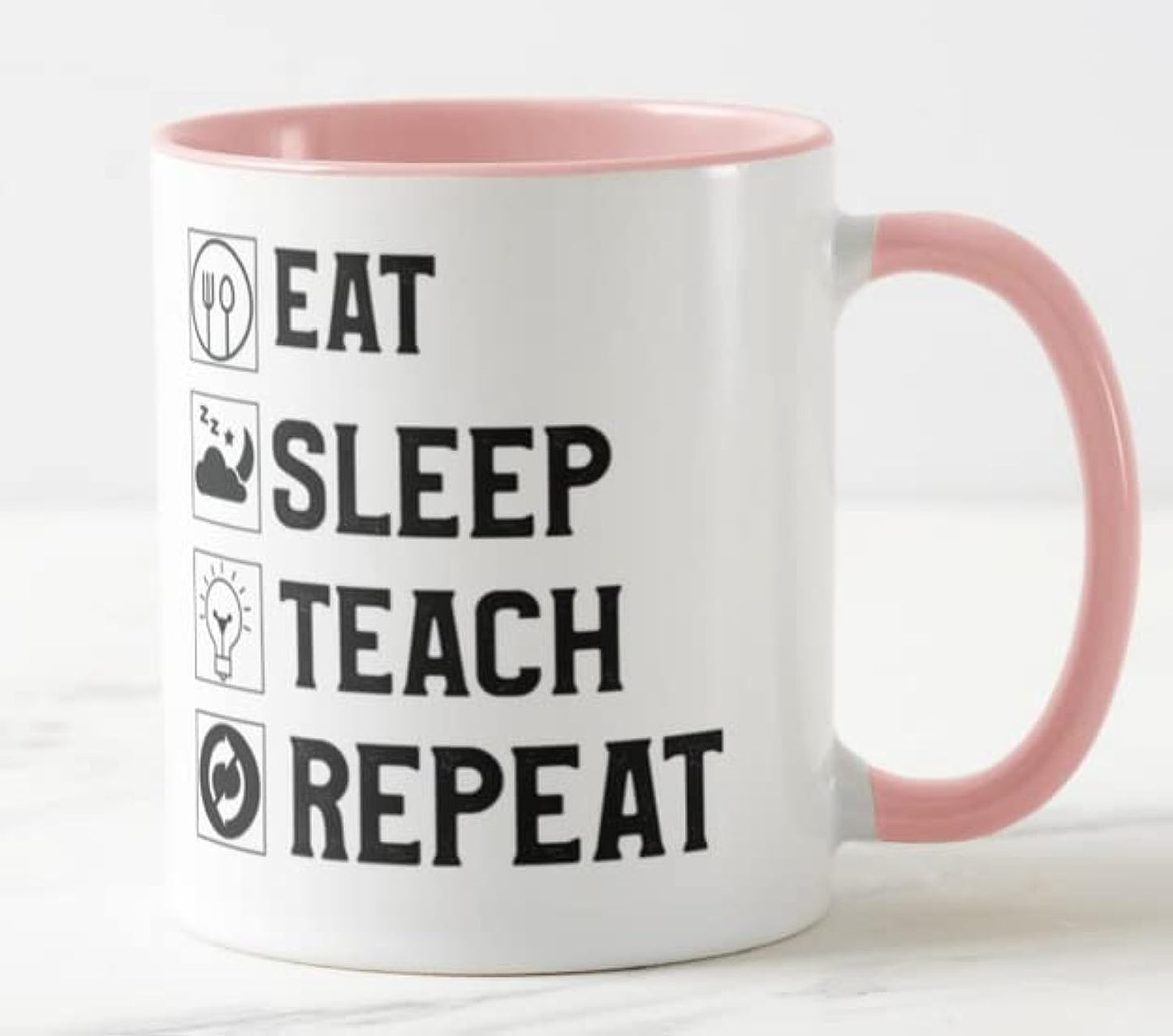 Vixar Teacher Mug Eat Sleep Teach Repeat 11oz Coloured Mug Cup Tea Coffee Ideal for Teacher Gift from Kids end of Year School