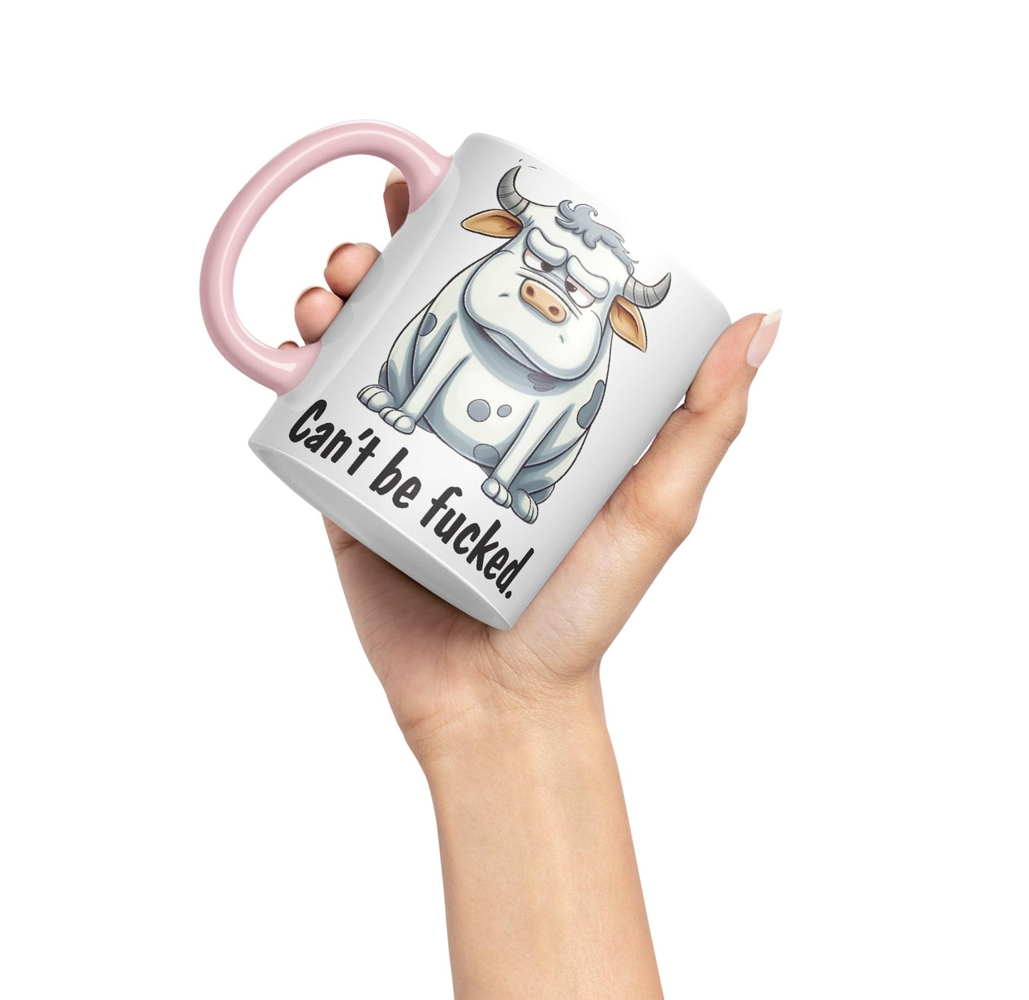 Can't be Fucked Cow Sarcastic Joke Ceramic Coloured Mug Cup for Tea Coffee Hot Brew 330ml 11Oz