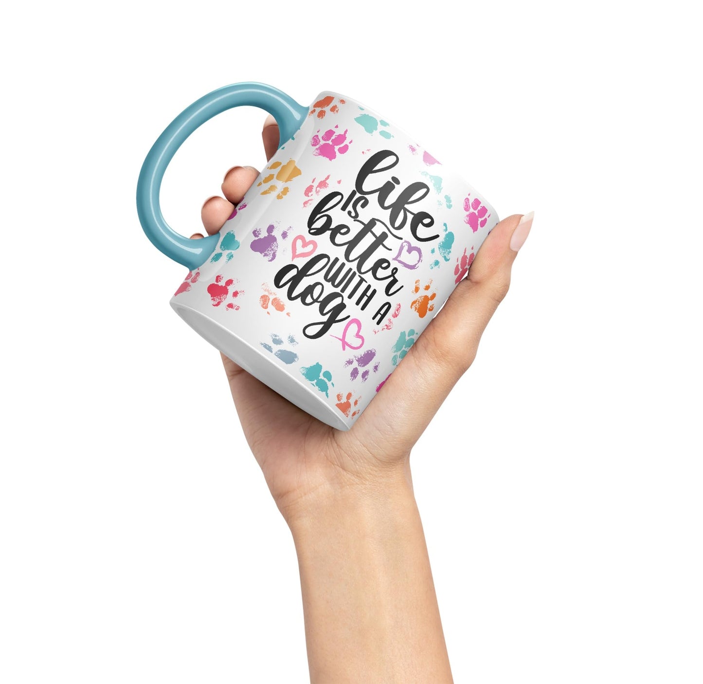Vixar Life is Better with a Dog Coloured Ceramic Mug Cup Gift 330ml 11oz Work Office Tea Coffee