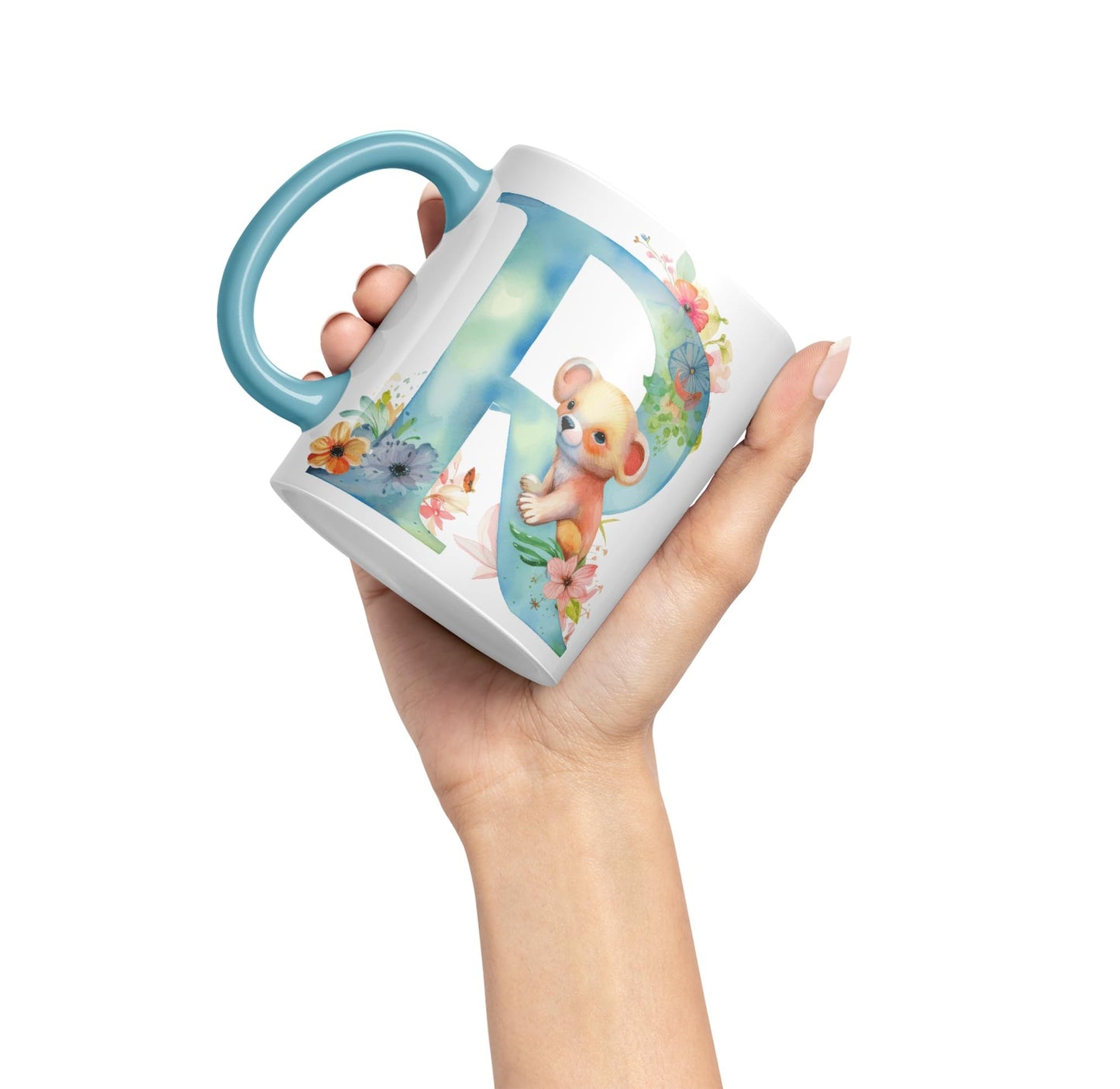 Letter R mug, Animals Alphabet Letter R Monogram animal for kids Ceramic Coloured Mug Cup for Tea Coffee Hot brew 330ml 11Oz Gift