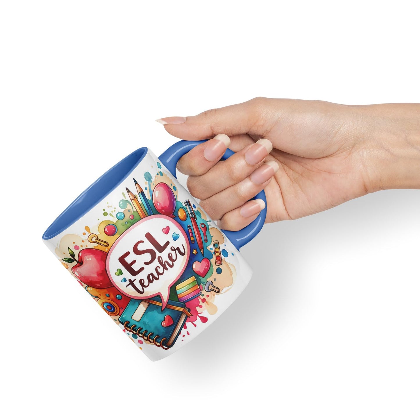 Vixar ESL Teacher Mug Thank You, End of School Gift Ceramic Coloured Mug Cup for Tea Coffee Hot Brew 330ml 11Oz Gift
