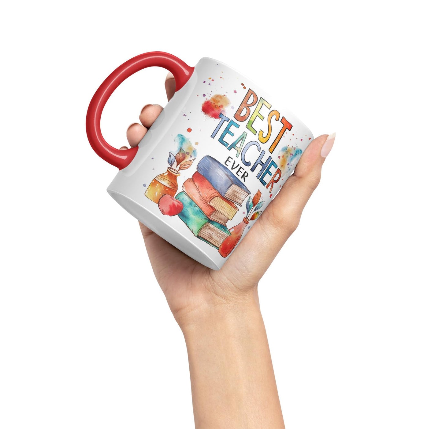 Vixar Best Teacher Mug Thank You, End of School Gift Ceramic Coloured Mug Cup for Tea Coffee Hot Brew 330ml 11Oz Gift Bta2