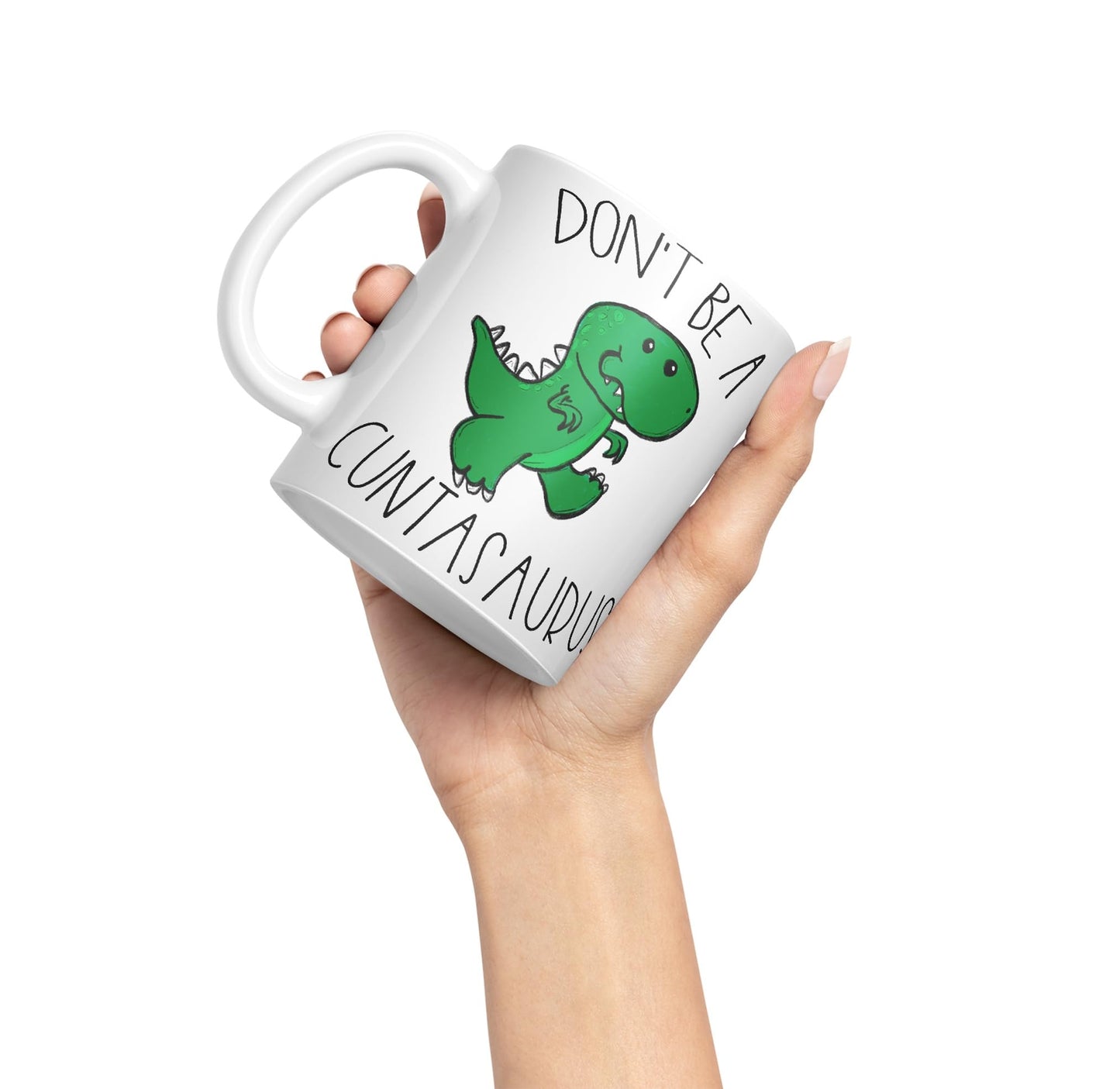 Vixar Don't Be A Cuntasaurus Dinosaur Mug, Sassy Sayings, Adult Humour Rude Funny Ceramic 330 ml Coloured Mug Cup Gift Tea Coffee Christmas Office Home Joke