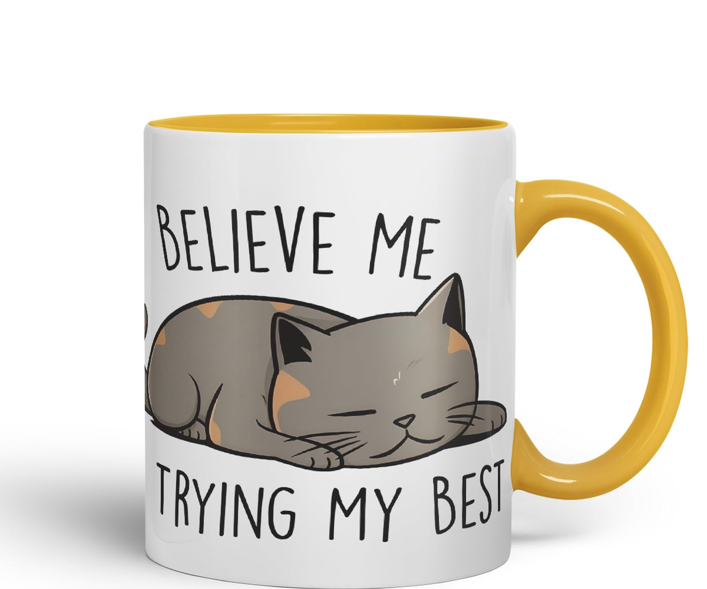 Vixar Belive Me I'm Trying My Best Cats Sarcastic Joke Ceramic Coloured Mug Cup for Tea Coffee Hot Brew 330ml 11oz