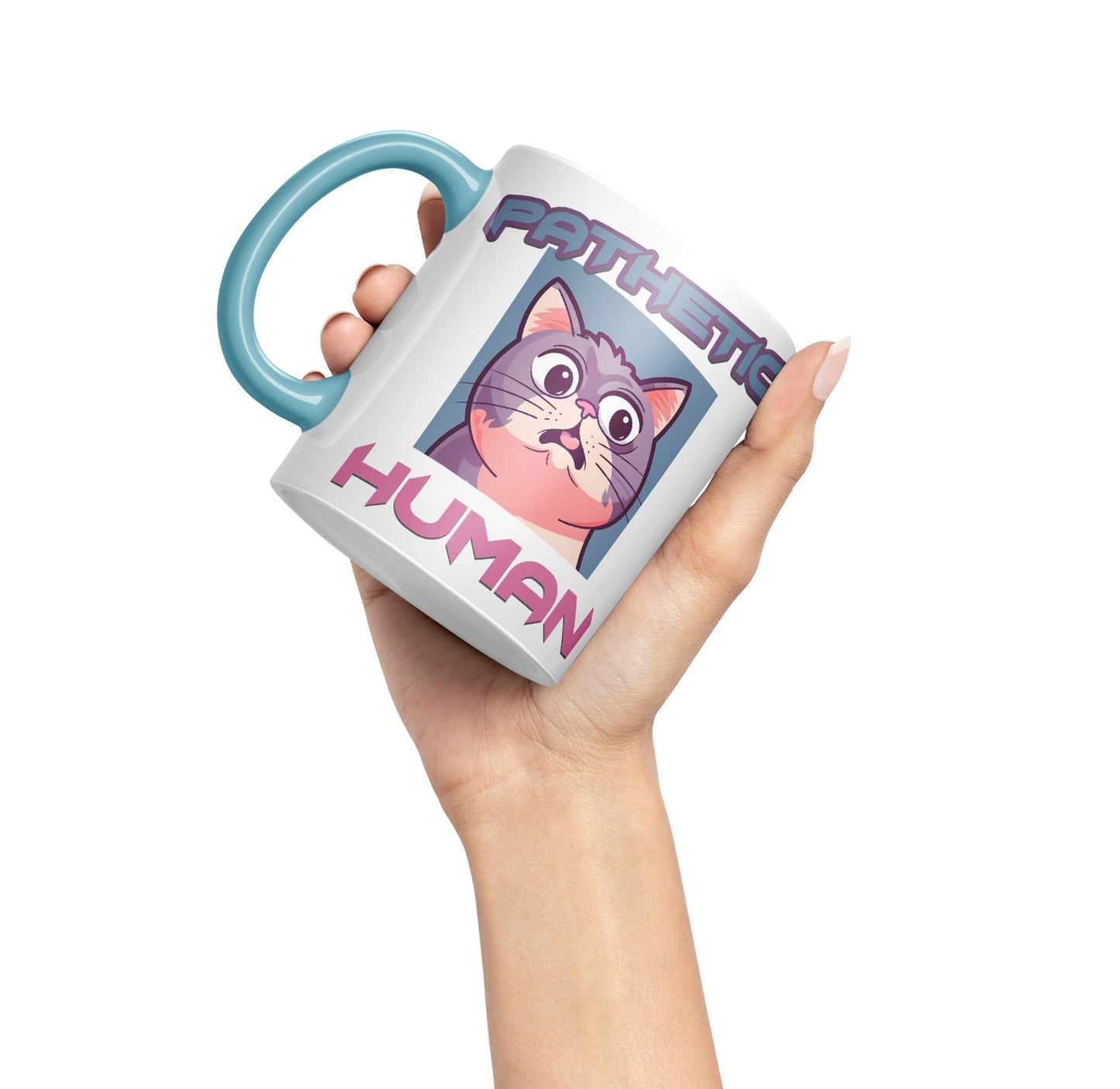 Pathetic Human Cats Cat Sarcastic Joke Ceramic Coloured Mug Cup for Tea Coffee Hot Brew 330ml 11Oz