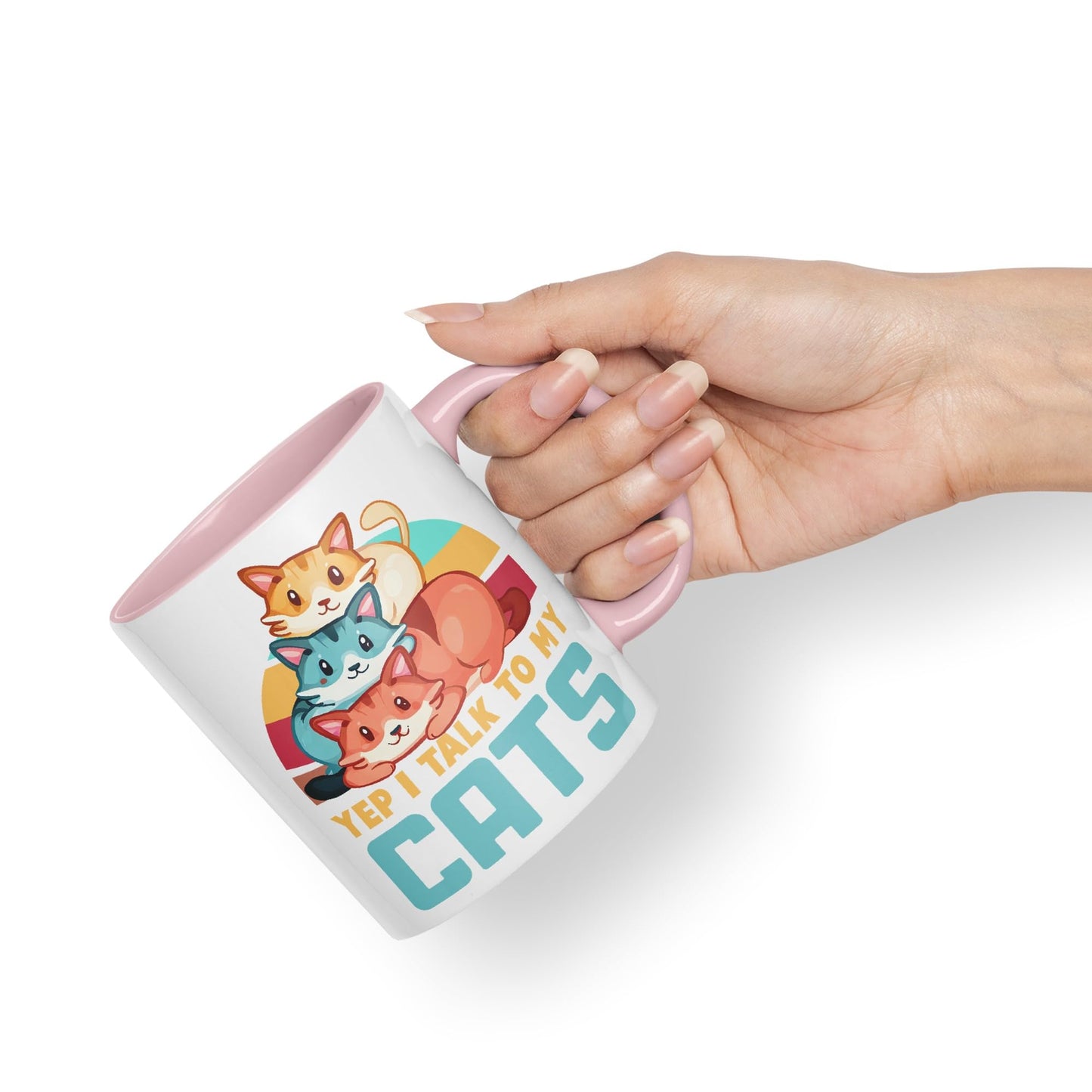 Yep I Talk to My Cats cat Sarcastic Joke Ceramic Coloured Mug Cup for Tea Coffee Hot Brew 330ml 11Oz