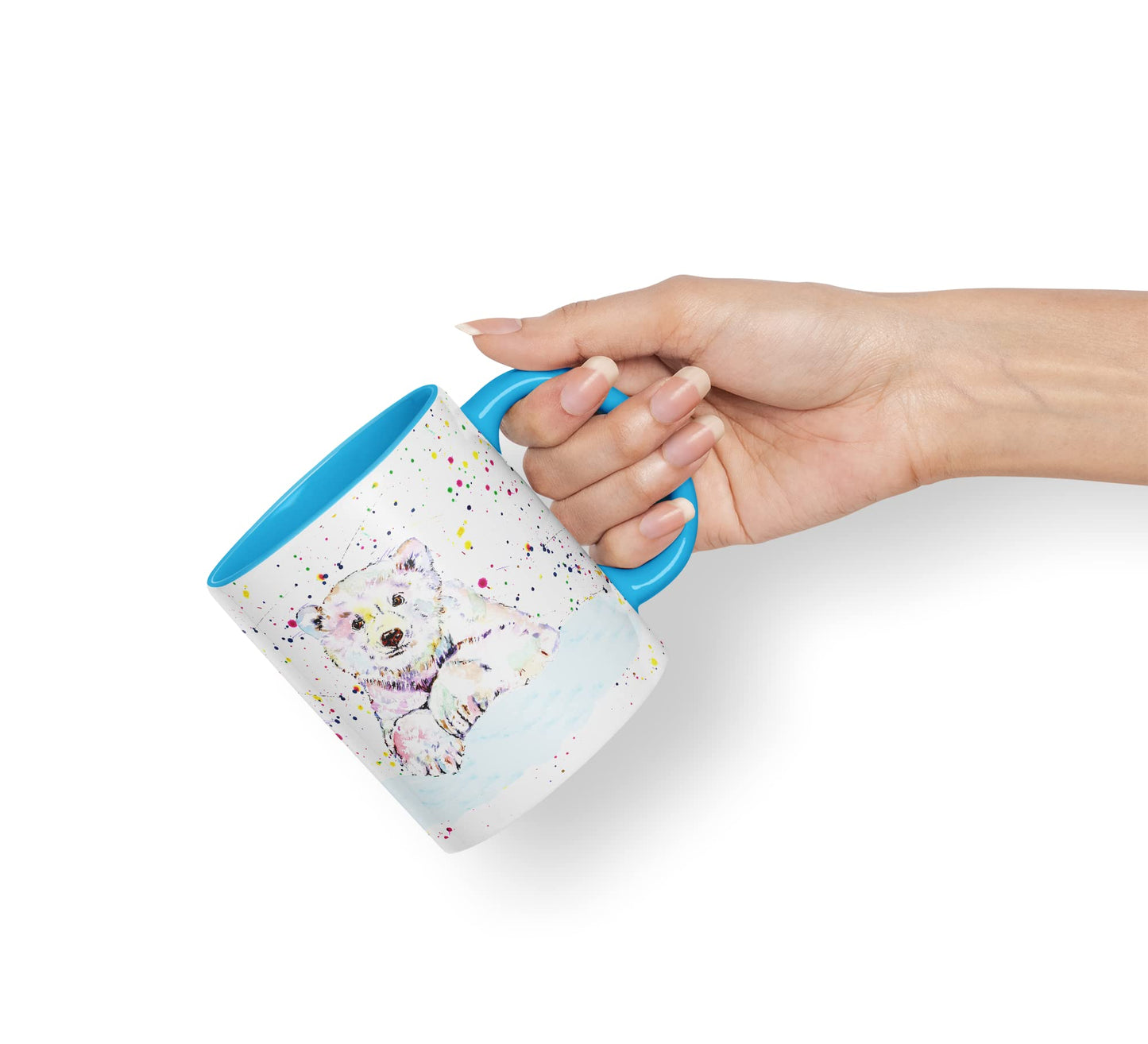 Vixar Polar Bear Animals Watercolour Art Coloured Mug Cup Gift Birthday Work Office Tea Coffee