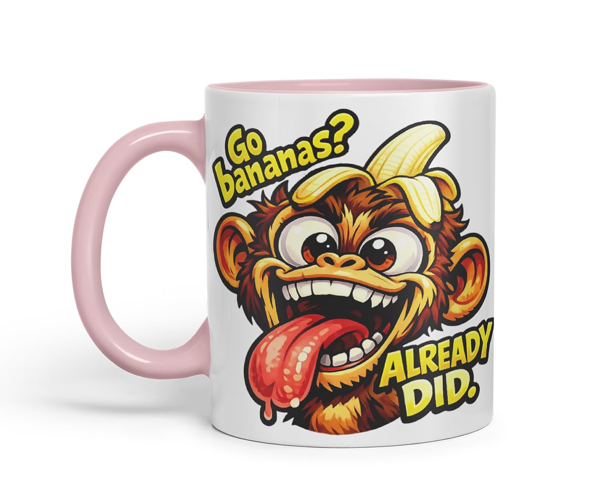 Vixar Go Bananas Already Did Funny Monkey Mug – Coloured Ceramic Mug Cup Gift, 11oz (Black)