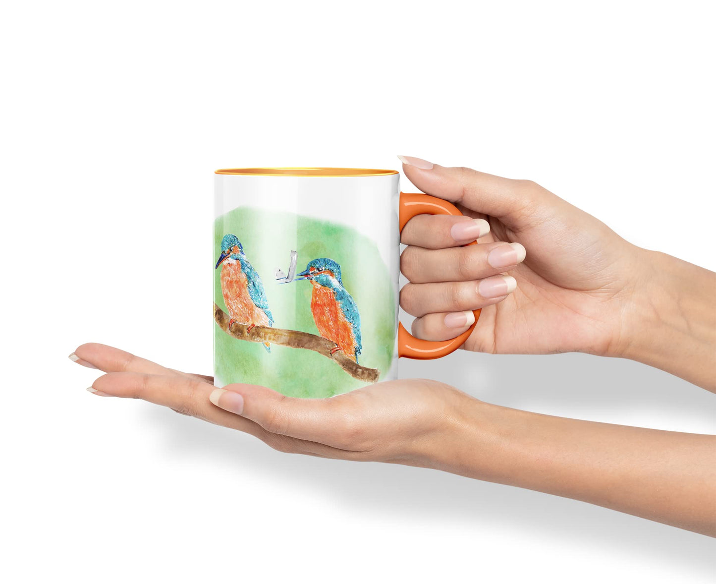 Vixar King Fisher Kingfisher Pair Bird Animals Watercolour Art Coloured Mug Cup Gift Birthday Work Office Tea Coffee