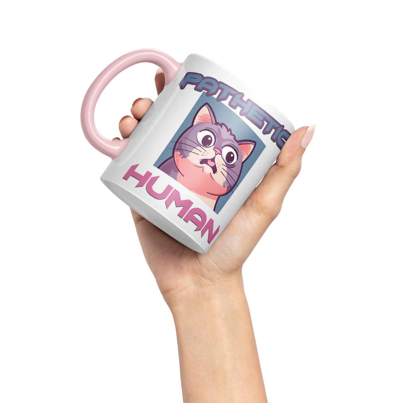 Pathetic Human Cats Cat Sarcastic Joke Ceramic Coloured Mug Cup for Tea Coffee Hot Brew 330ml 11Oz