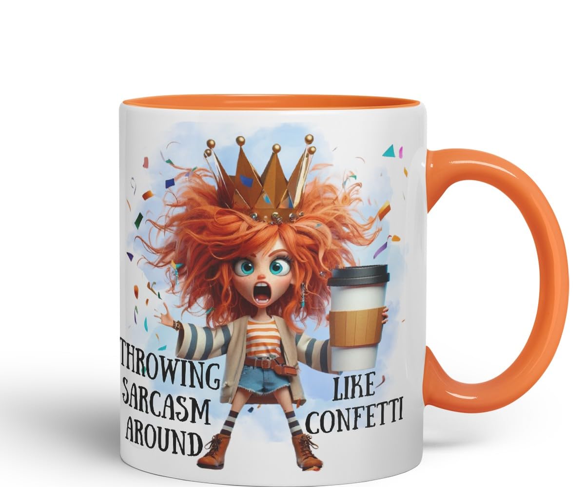 Vixar Throwing Sarcasm Like Confetti Sarcastic Girl Coloured Ceramic Mug Cup Gift 11oz (Black)