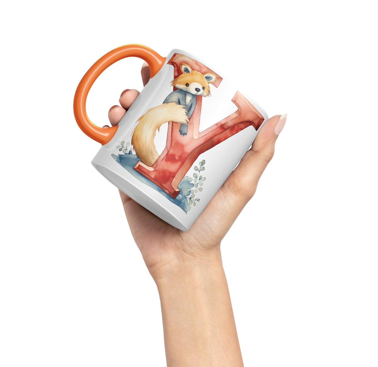 Letter Y mug, Animals Alphabet Letter Y Monogram animal for kids Ceramic Coloured Mug Cup for Tea Coffee Hot brew 330ml 11Oz Gift