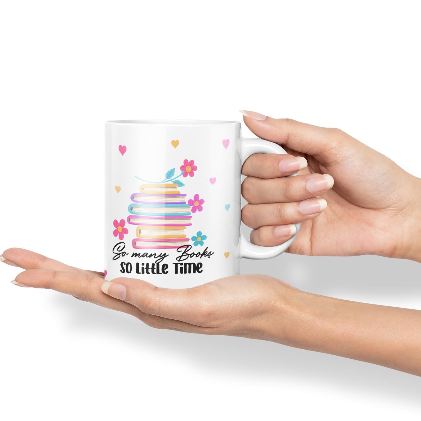 Vixar So Many Books so Little time Book Reader Gift Presents Coloured Ceramic Mug Cup Gift 330ml 11oz Work Office Tea Coffee