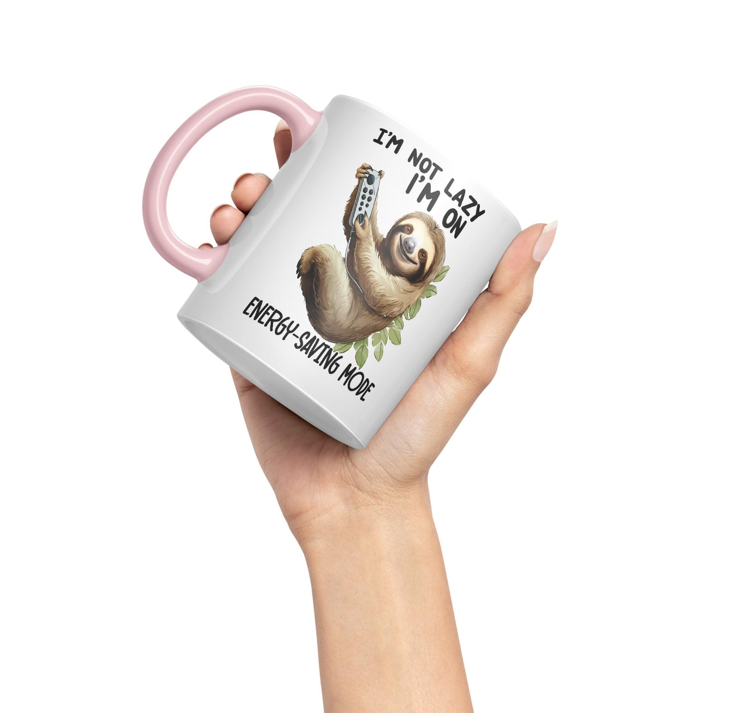 I'm Not Lazy I'm On Energy-Saving Mode Sloth Joke sarkasm Sarcastic Ceramic Coloured Mug Cup for Tea Coffee Hot Brew 330ml 11Oz Gift