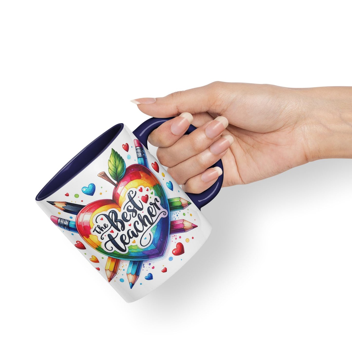 Vixar Best Teacher Mug Thank You, End of School Gift Ceramic Coloured Mug Cup for Tea Coffee Hot Brew 330ml 11Oz Gift BT2