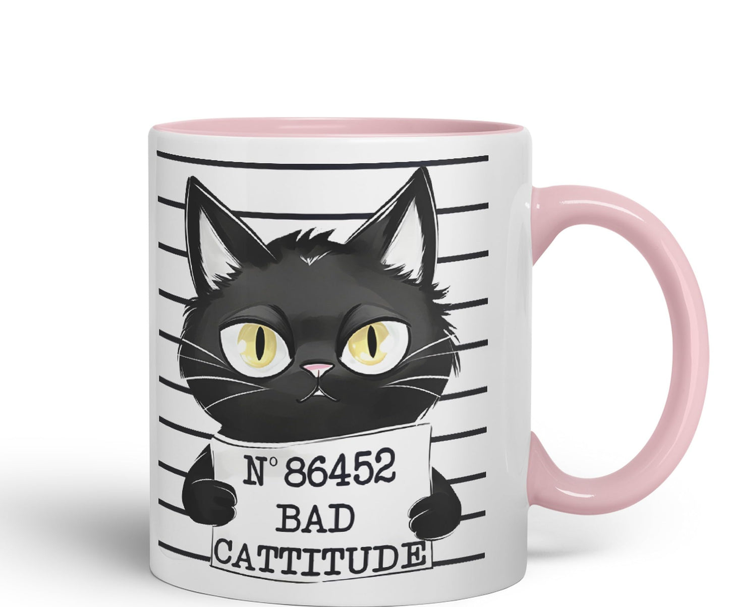 Vixar Bad Cattitude Prison Cats Sarcastic Joke Ceramic Coloured Mug Cup for Tea Coffee Hot Brew 330ml 11Oz