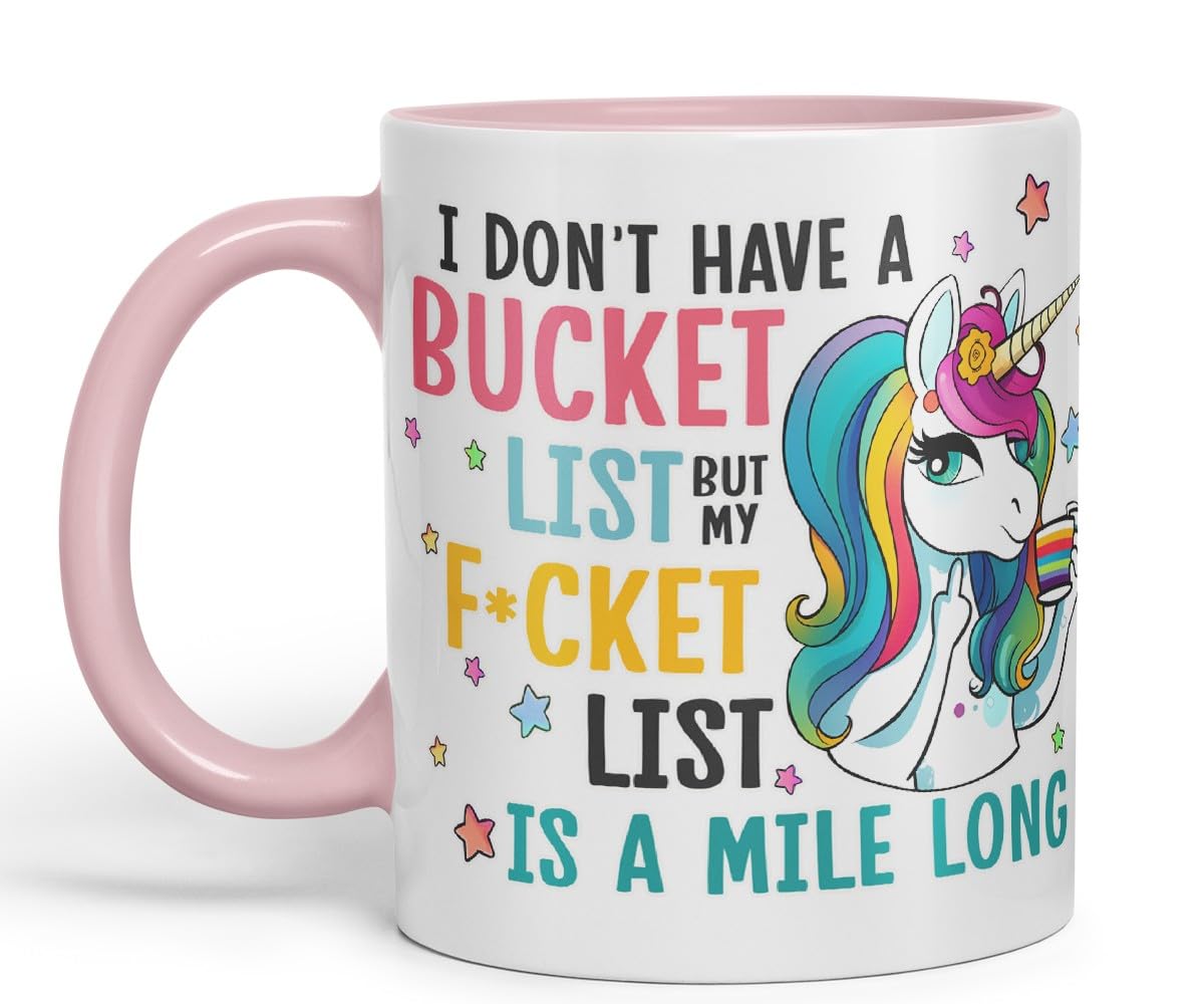 Vixar Bucket List: Coffee, Magic, Repeat – Funny Unicorn Coloured Mug Cup 11oz (Black)