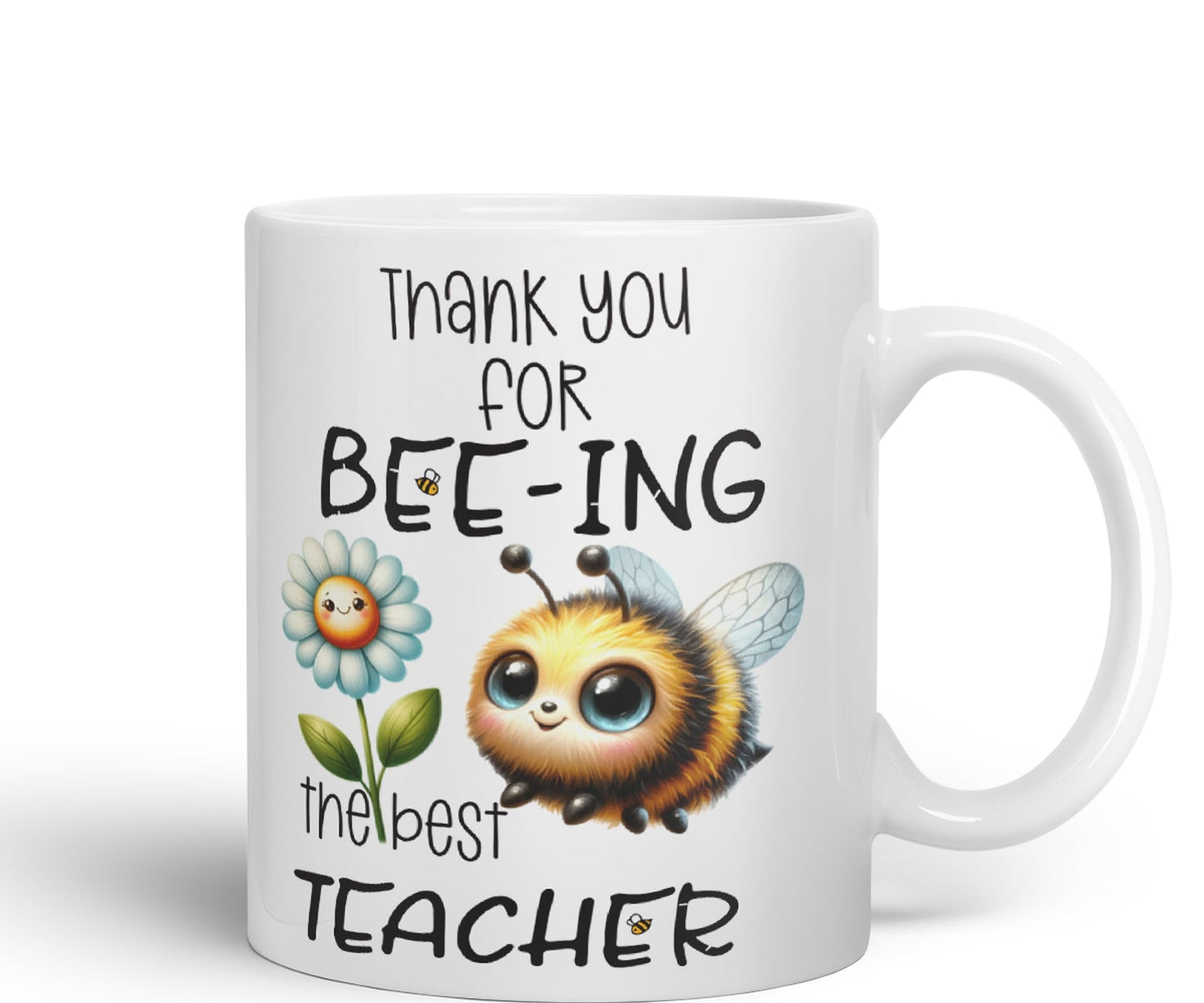 Teacher Thank You for Bee-ing The best teacher Ceramic Coloured Mug Cup for Tea Coffee Hot brew 330ml 11Oz