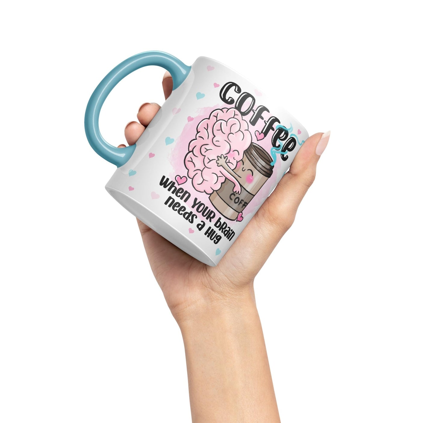Vixar Coffee When You Brain Needs a Hug Ceramic Coloured Mug Cup Gift Tea Coffee Christmas Office Home Joke Sarcastic