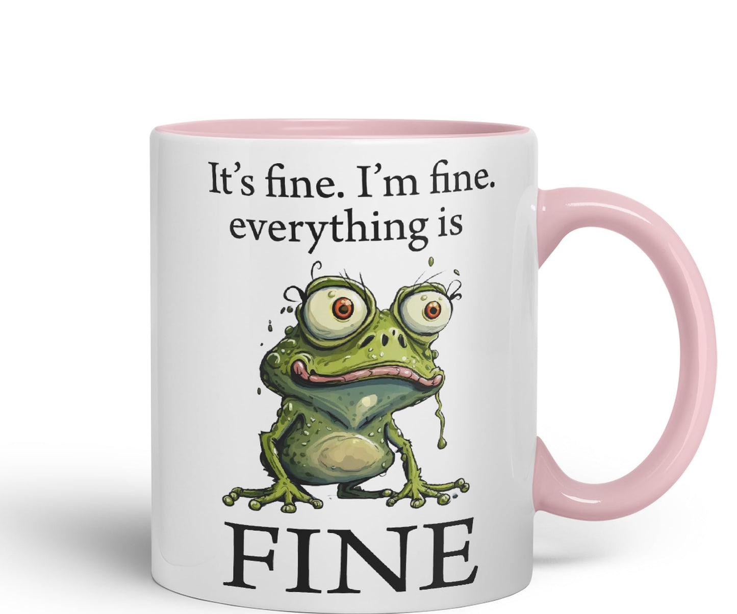 Vixar Frog It's fine I'm fine Everything is fine Joke Sarcastic Ceramic Mug Coloured Mug Cup Gift Tea Coffee Christmas