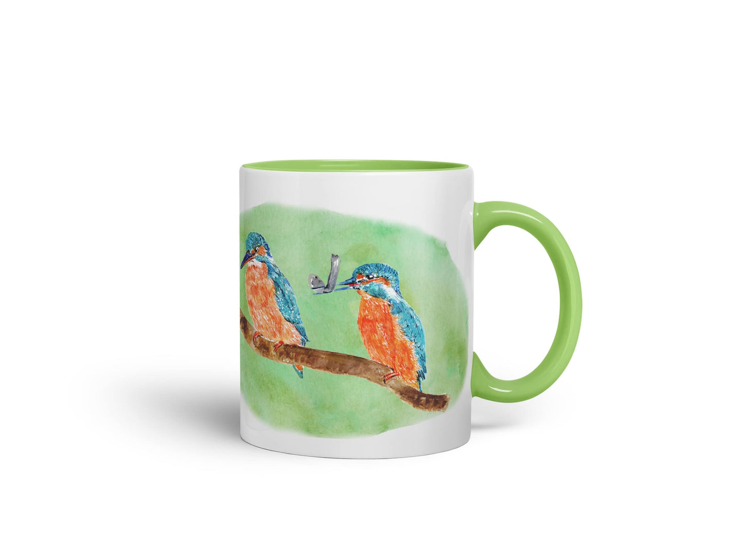 Vixar King Fisher Kingfisher Pair Bird Animals Watercolour Art Coloured Mug Cup Gift Birthday Work Office Tea Coffee