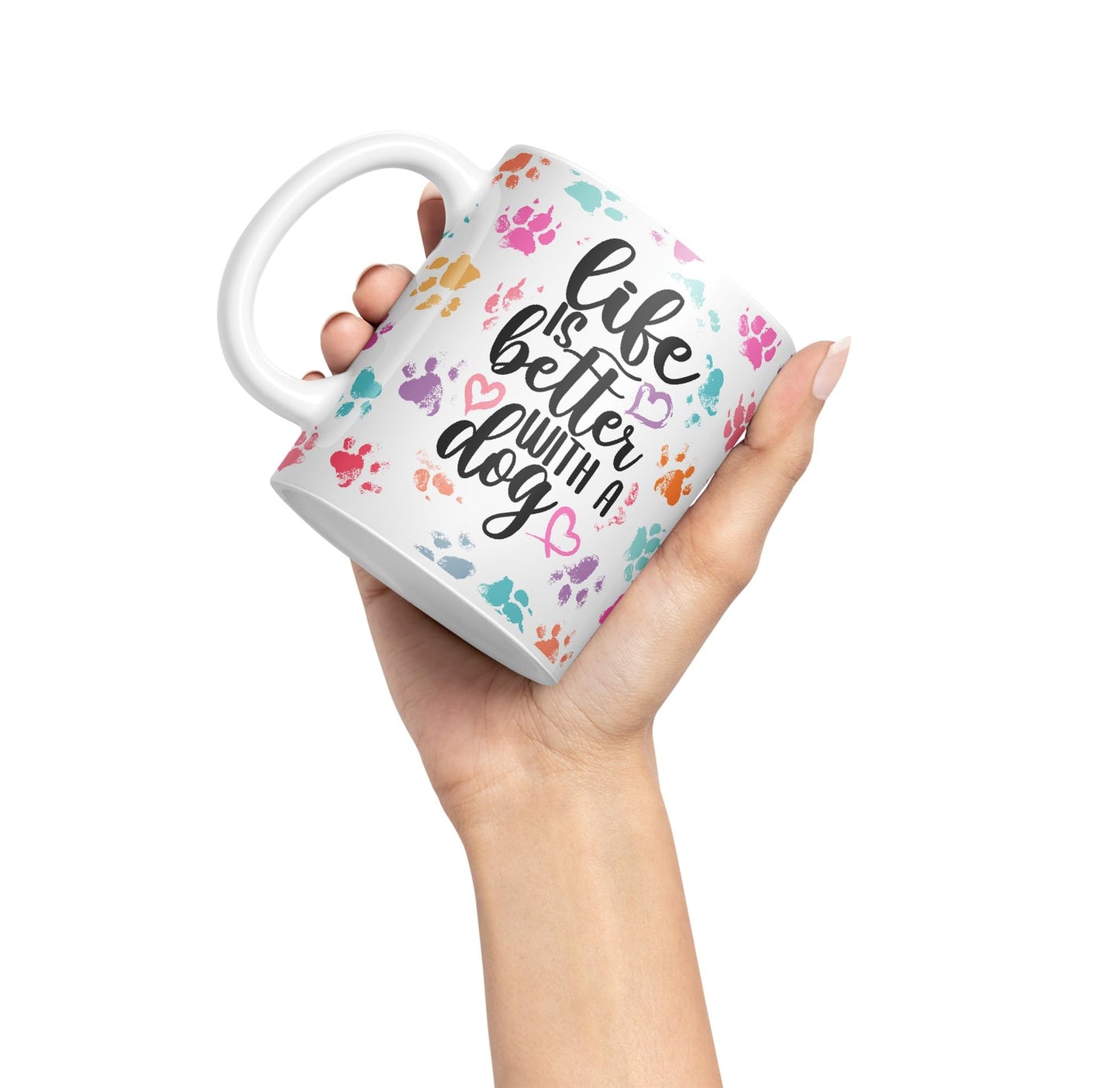 Vixar Life is Better with a Dog Coloured Ceramic Mug Cup Gift 330ml 11oz Work Office Tea Coffee