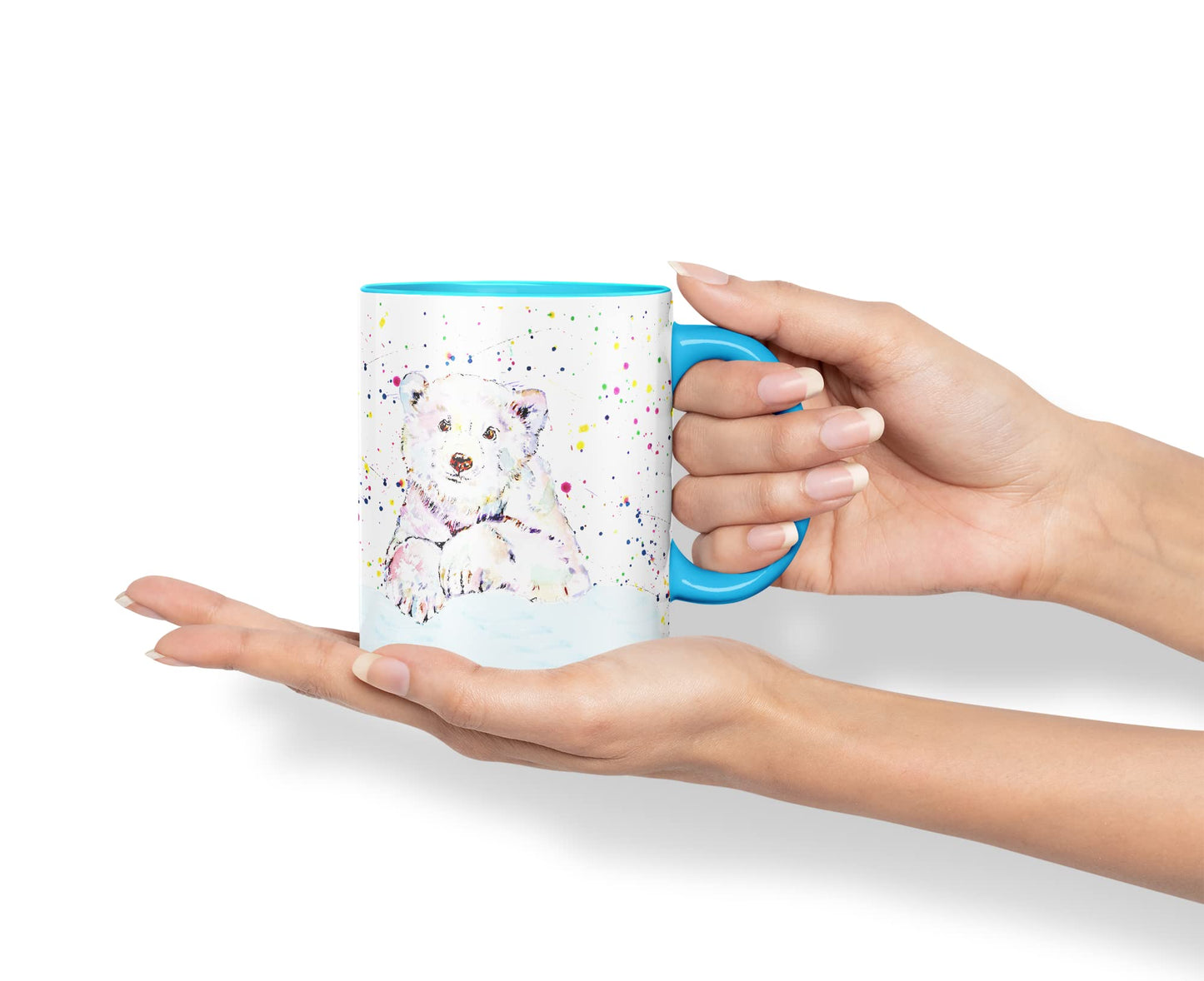 Vixar Polar Bear Animals Watercolour Art Coloured Mug Cup Gift Birthday Work Office Tea Coffee
