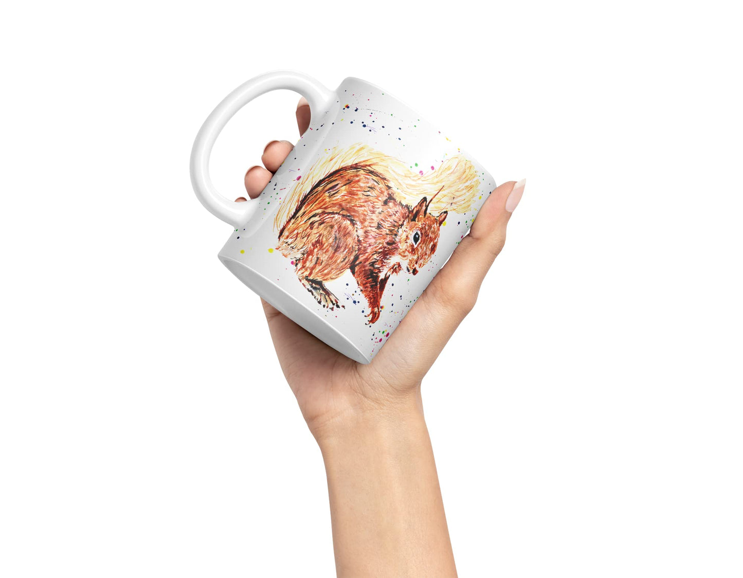 Vixar Squirrel Wildlife Natural Animals Watercolour Art Coloured Mug Cup Gift Birthday Work Office Tea Coffee