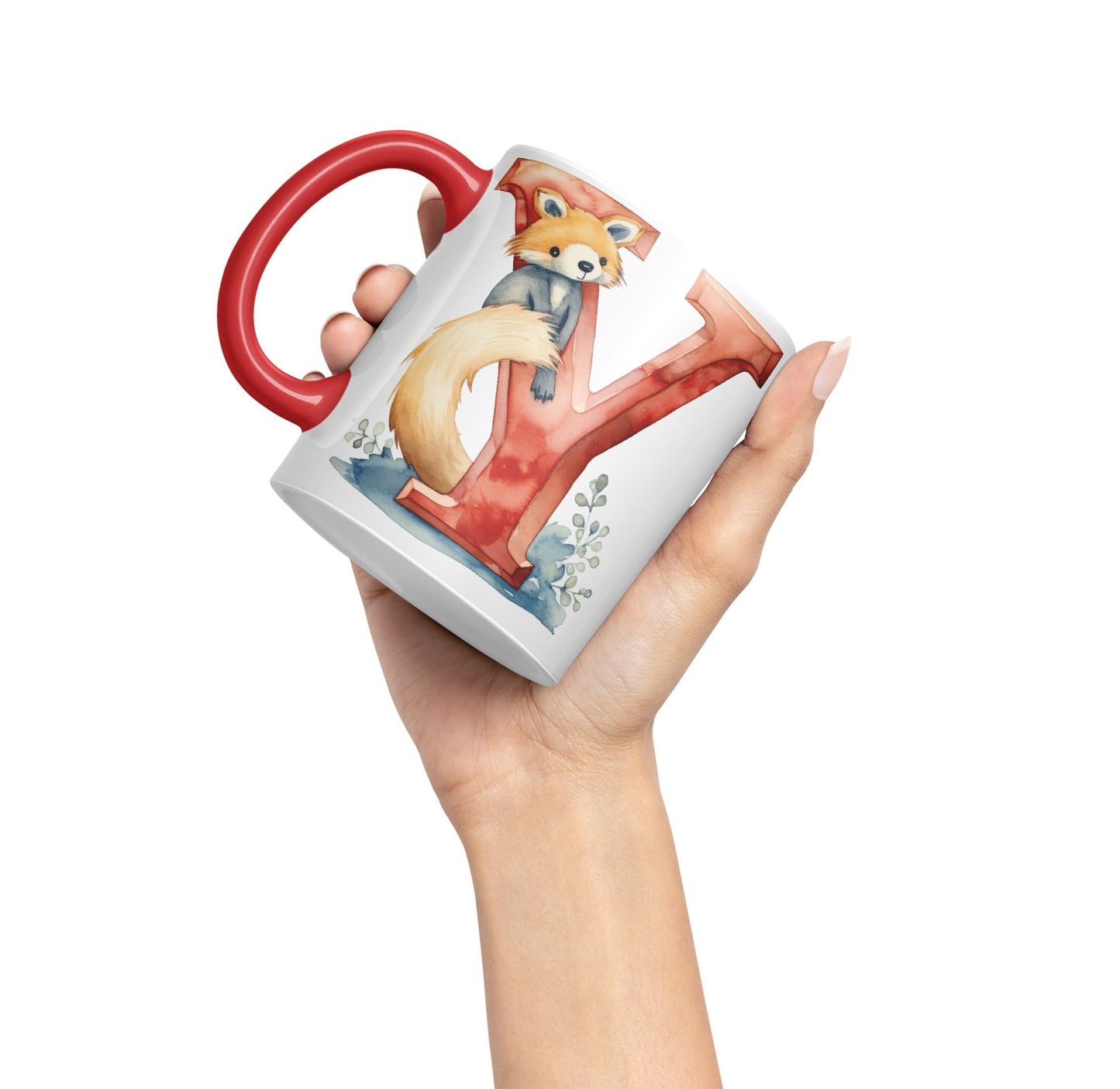 Letter Y mug, Animals Alphabet Letter Y Monogram animal for kids Ceramic Coloured Mug Cup for Tea Coffee Hot brew 330ml 11Oz Gift