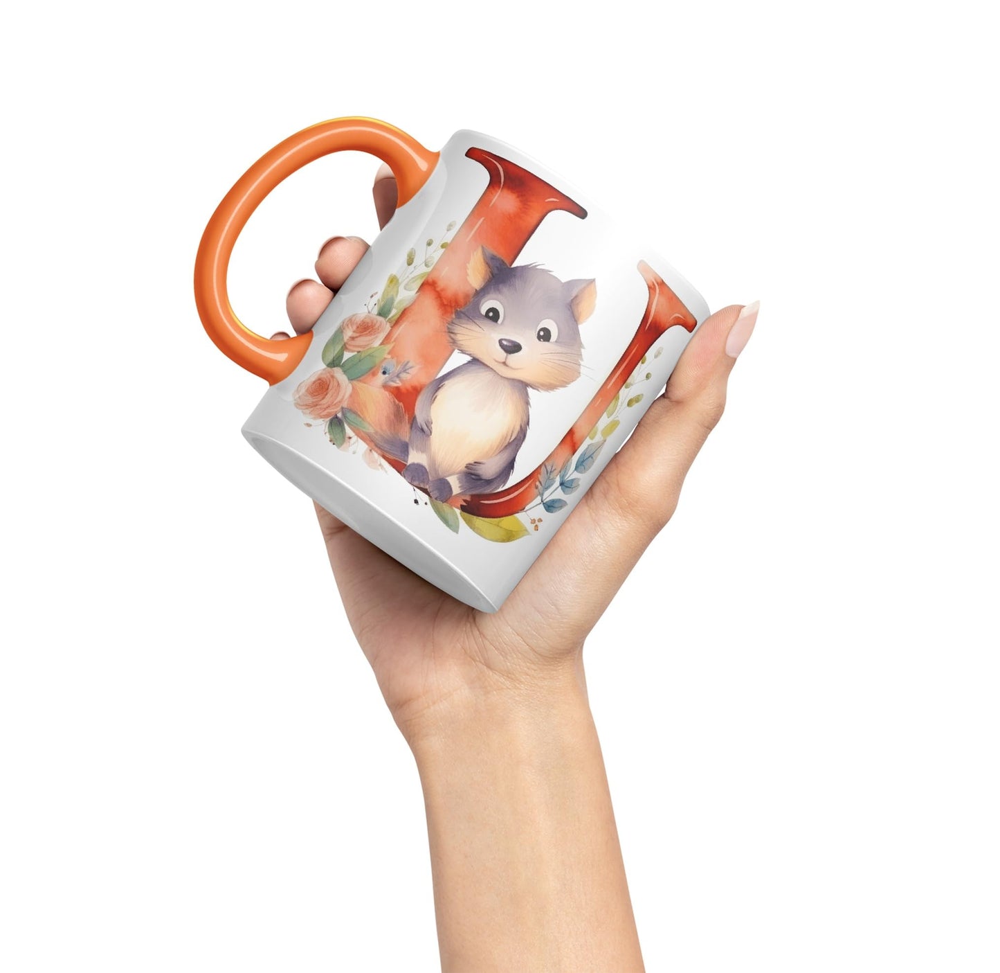 Letter U mug, Animals Alphabet Letter U Monogram animal for kids Ceramic Coloured Mug Cup for Tea Coffee Hot brew 330ml 11Oz Gift