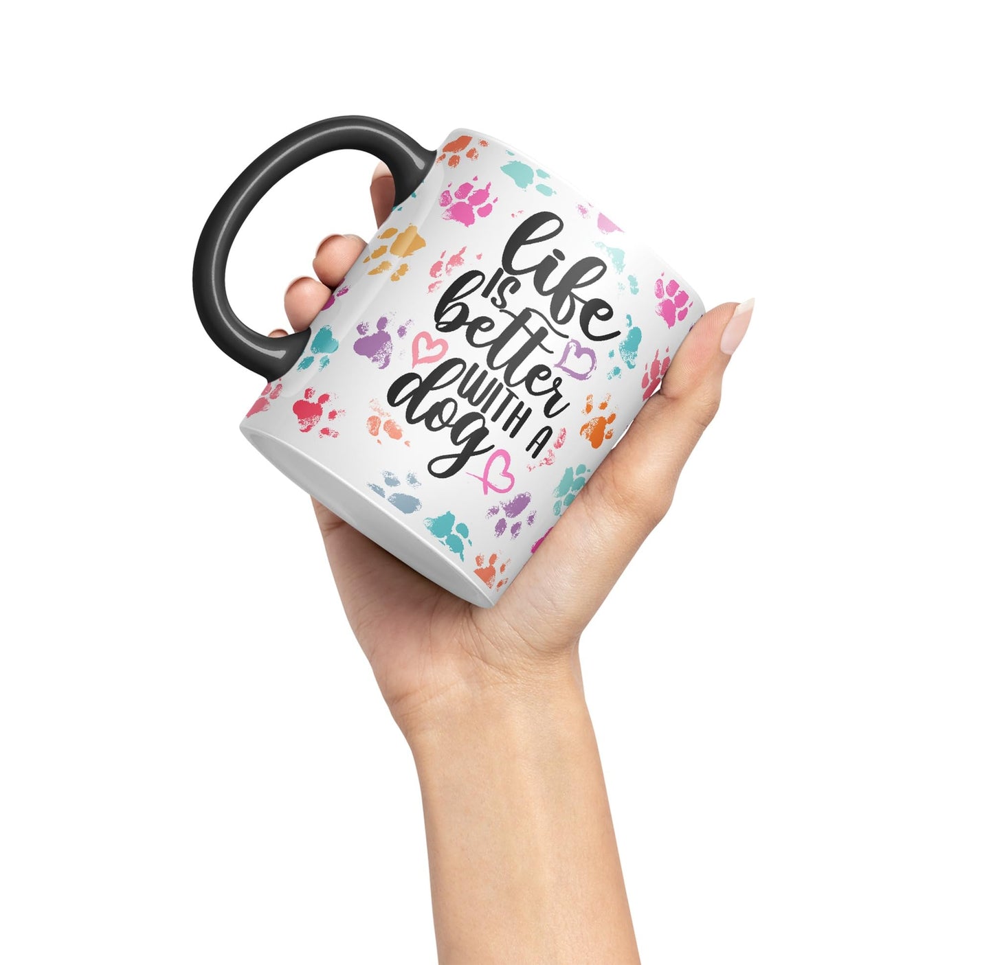 Vixar Life is Better with a Dog Coloured Ceramic Mug Cup Gift 330ml 11oz Work Office Tea Coffee