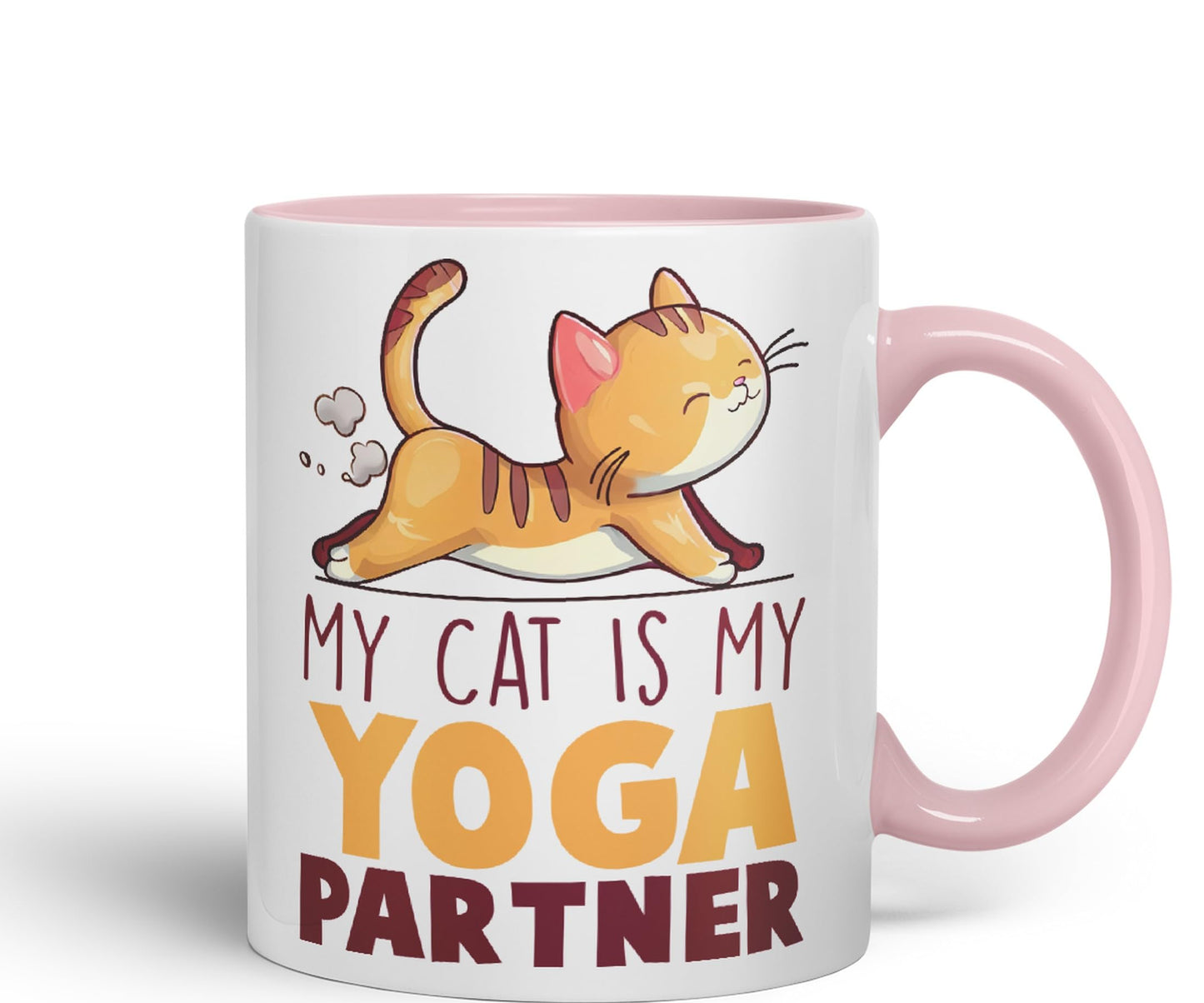 My cat is My Yoga Partner, cat Sarcastic Joke Ceramic Coloured Mug Cup for Tea Coffee Hot Brew 330ml 11Oz