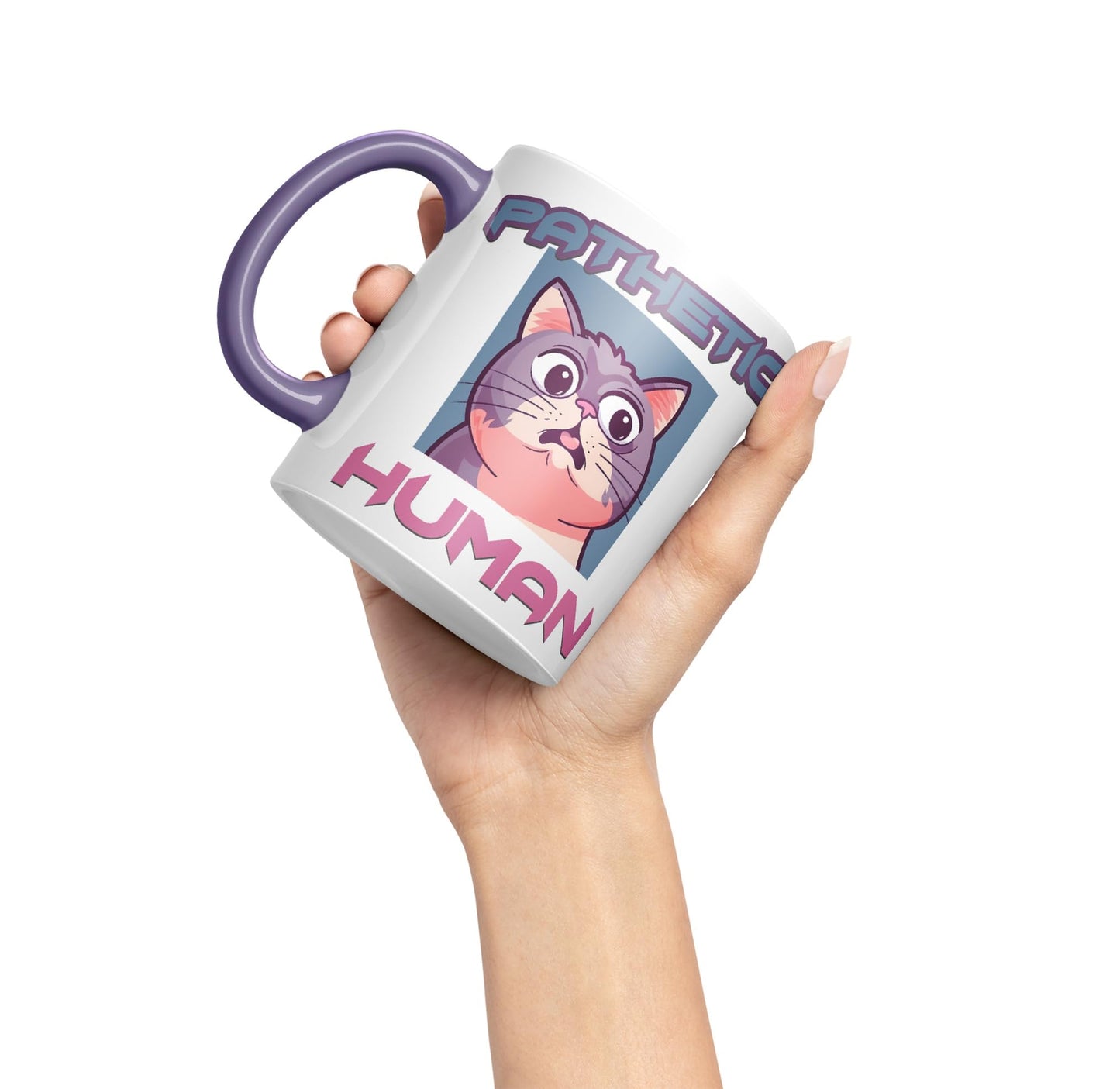 Pathetic Human Cats Cat Sarcastic Joke Ceramic Coloured Mug Cup for Tea Coffee Hot Brew 330ml 11Oz